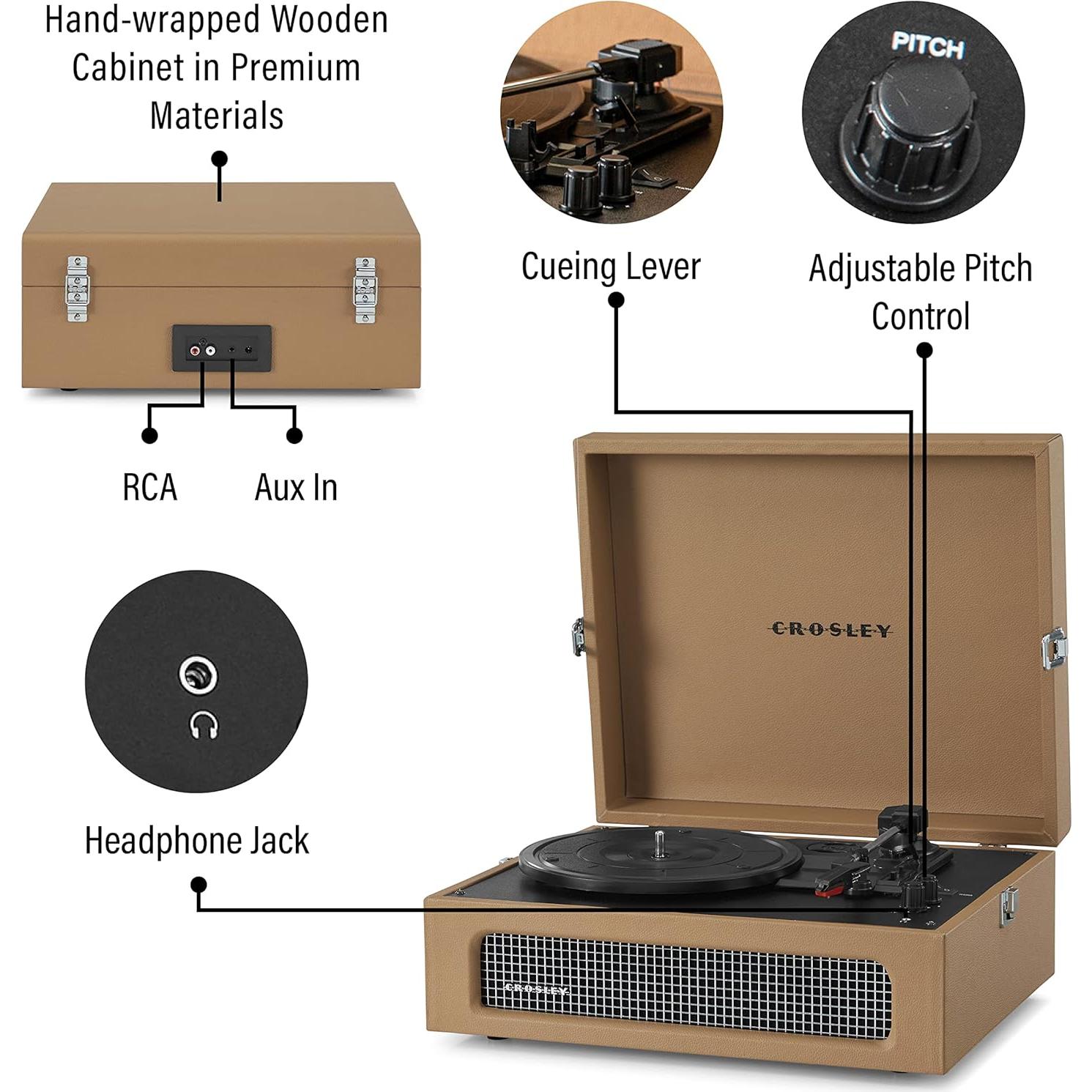 Tocadiscos Portátil Crosley CR8017B-TA Vintage Bluetooth Beige
