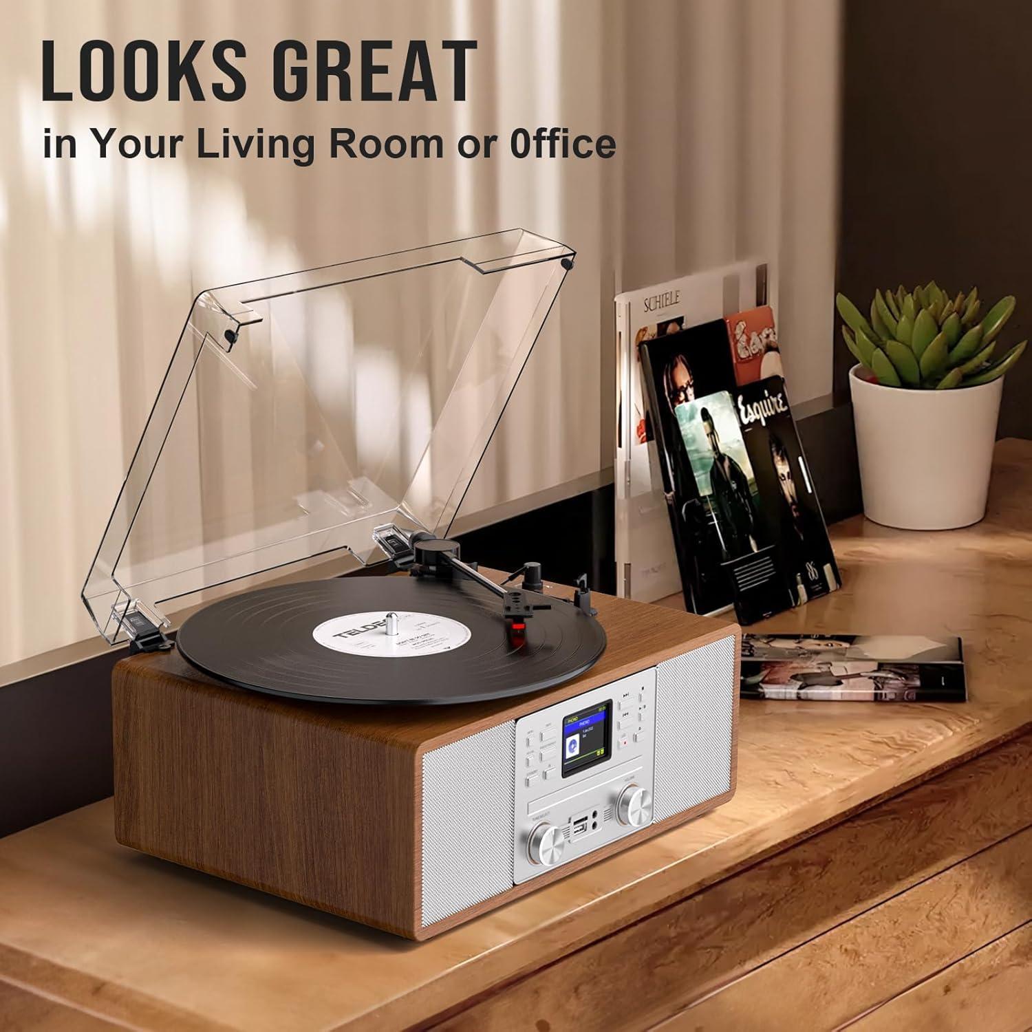 Reproductor de Vinilo Bluetooth 10-en-1 Danfi Audio TE-108S-BR