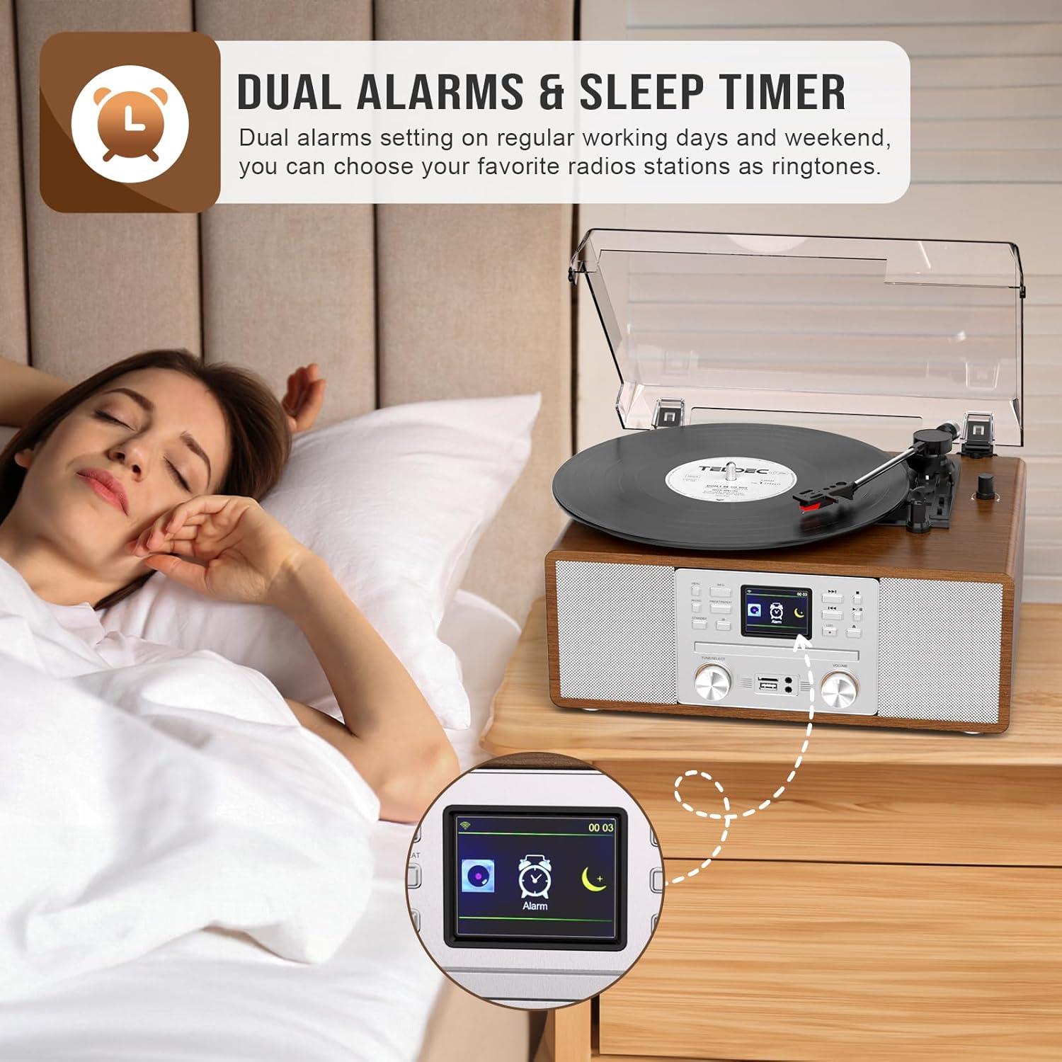 Reproductor de Vinilo Bluetooth 10-en-1 Danfi Audio TE-108S-BR