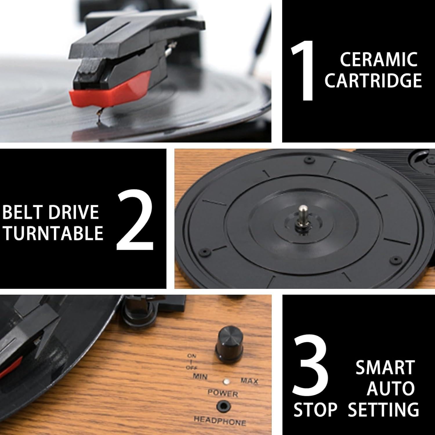 Reproductor de Vinilo Inalámbrico M Music Public Kingdom 3 Velocidades