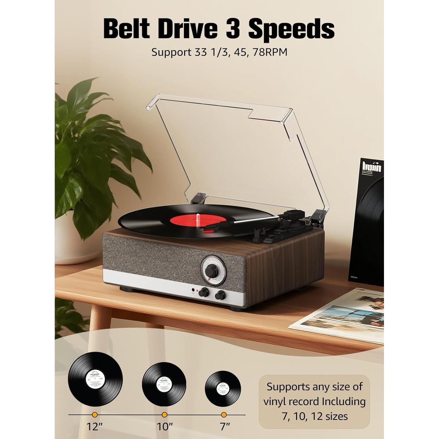 Tocadiscos Bluetooth RetroAudio JM-301 7 en 1 con Radio AM/FM