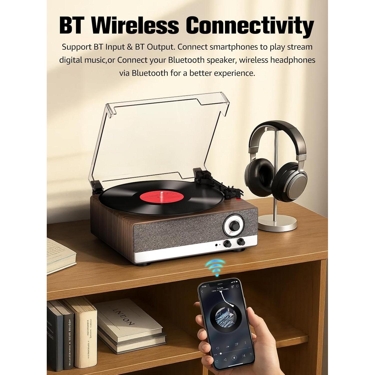 Tocadiscos Bluetooth RetroAudio JM-301 7 en 1 con Radio AM/FM