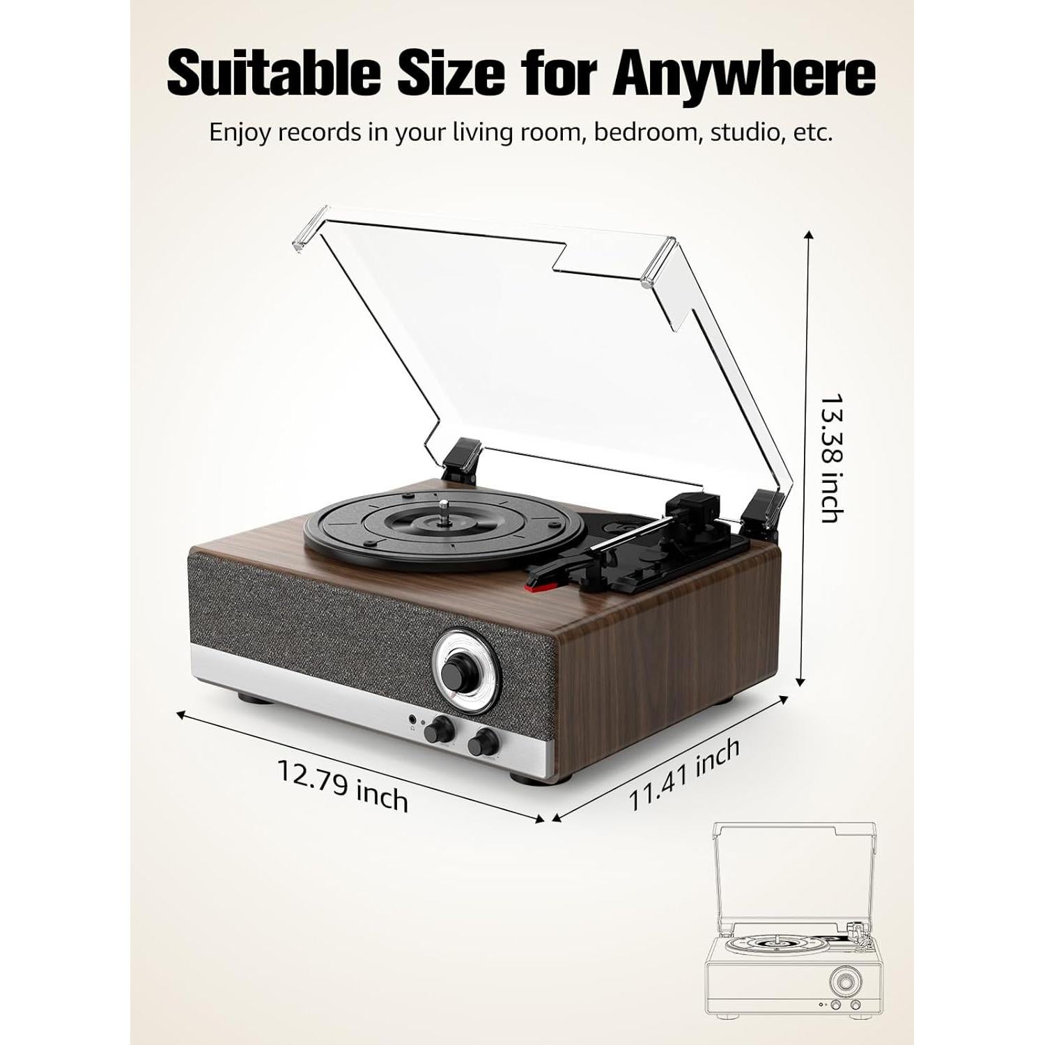 Tocadiscos Bluetooth RetroAudio JM-301 7 en 1 con Radio AM/FM