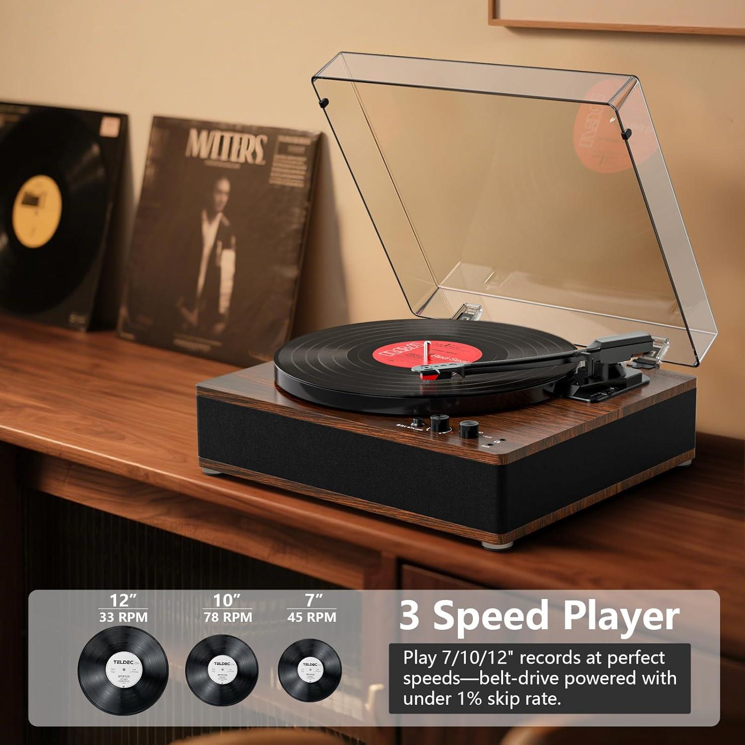 Reproductor de Vinilo Bluetooth TANLANIN TE-3008BR-TA 3 Velocidades