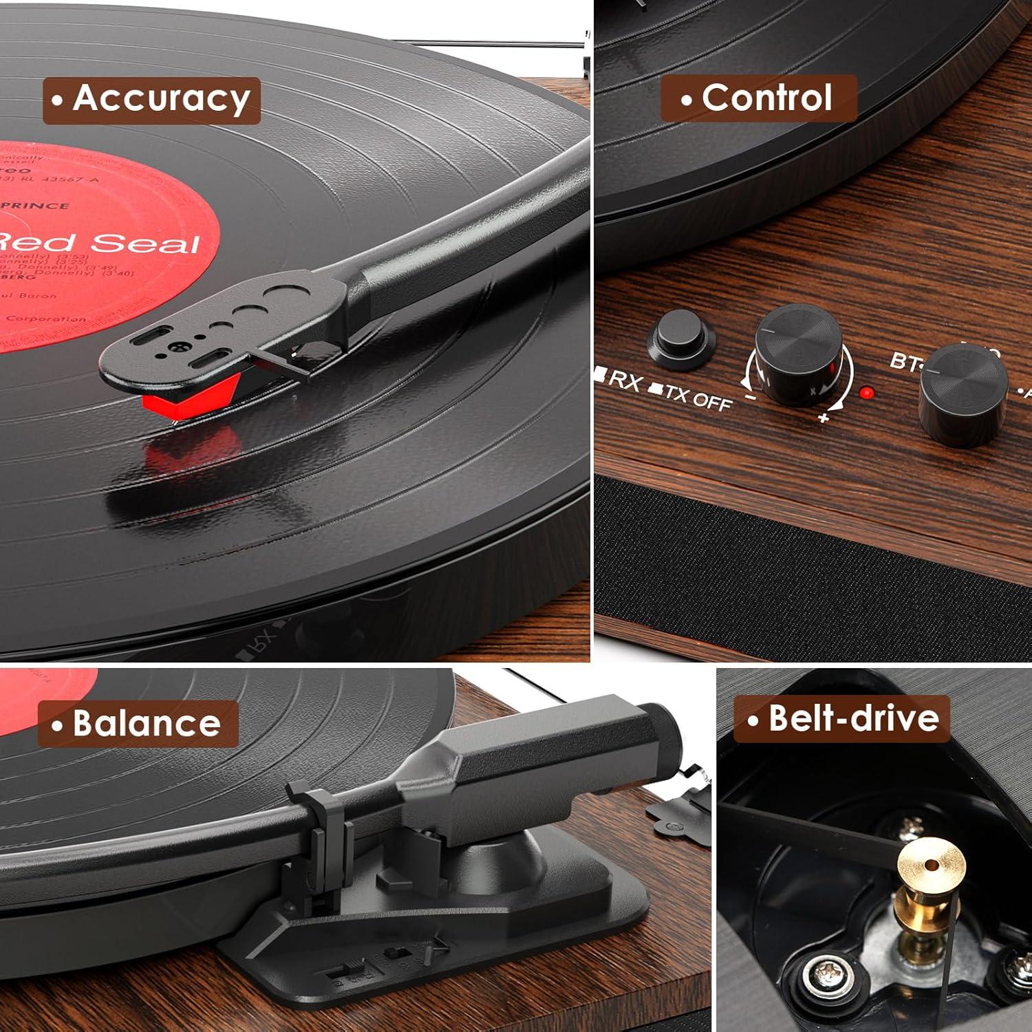 Reproductor de Vinilo Bluetooth TANLANIN TE-3008BR-TA 3 Velocidades