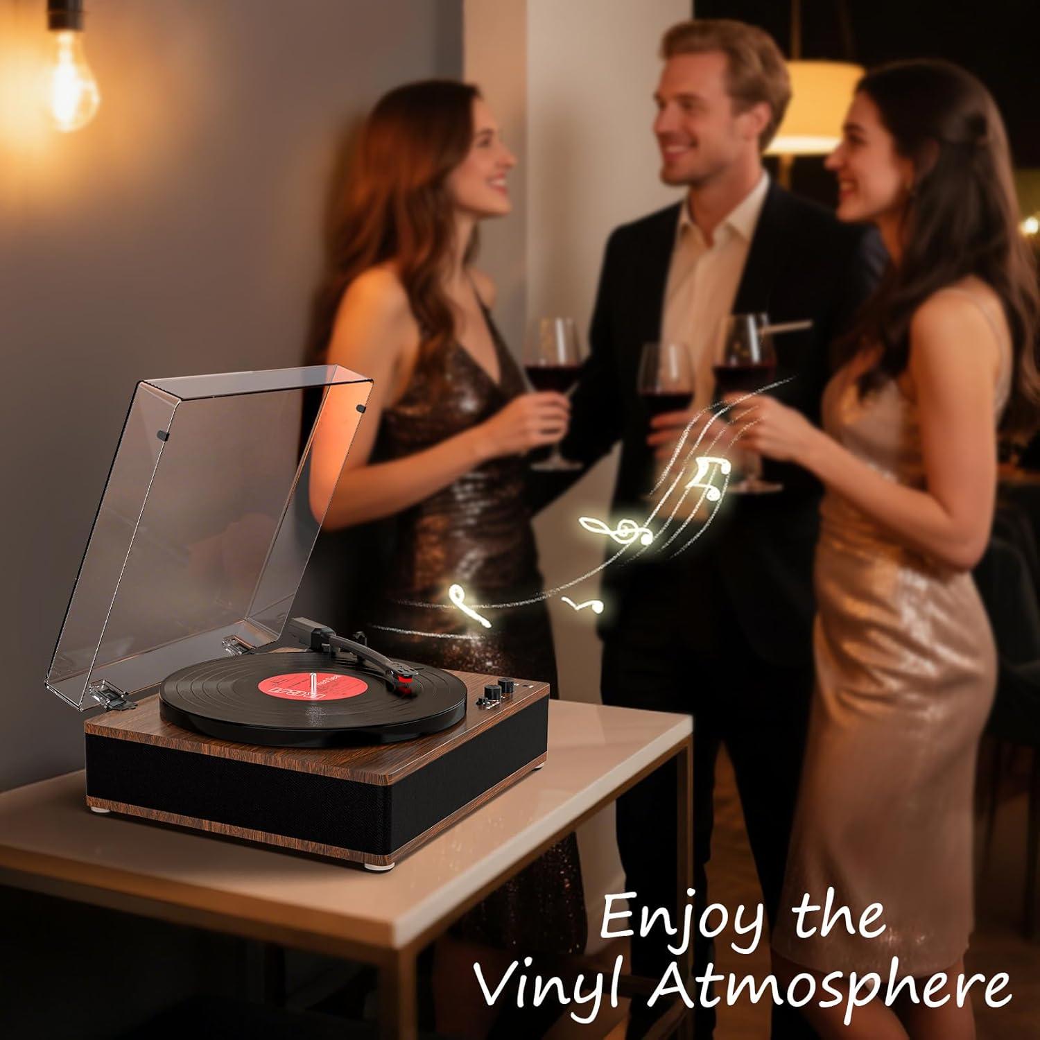Reproductor de Vinilo Bluetooth TANLANIN TE-3008BR-TA 3 Velocidades