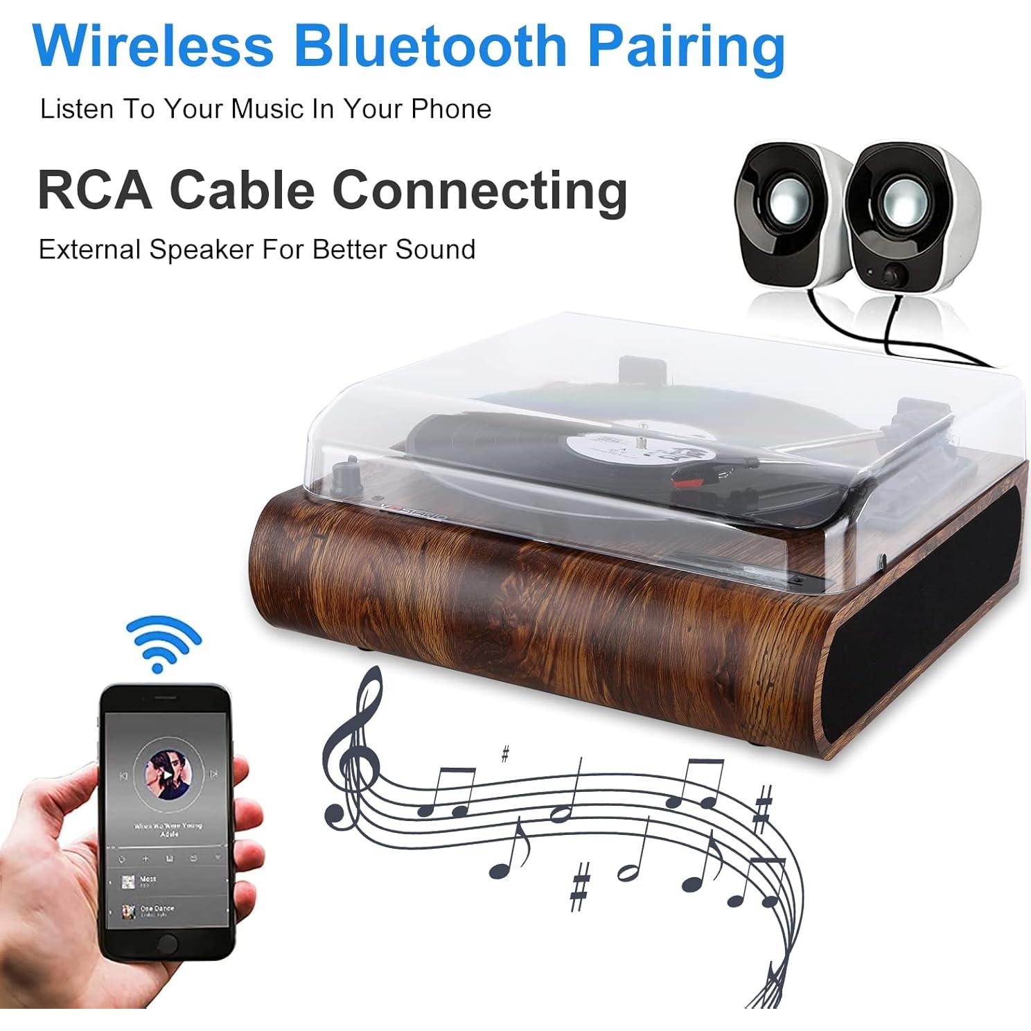 Reproductor de Vinilo Bluetooth VOSTERIO b-692 con Altavoces Integrados