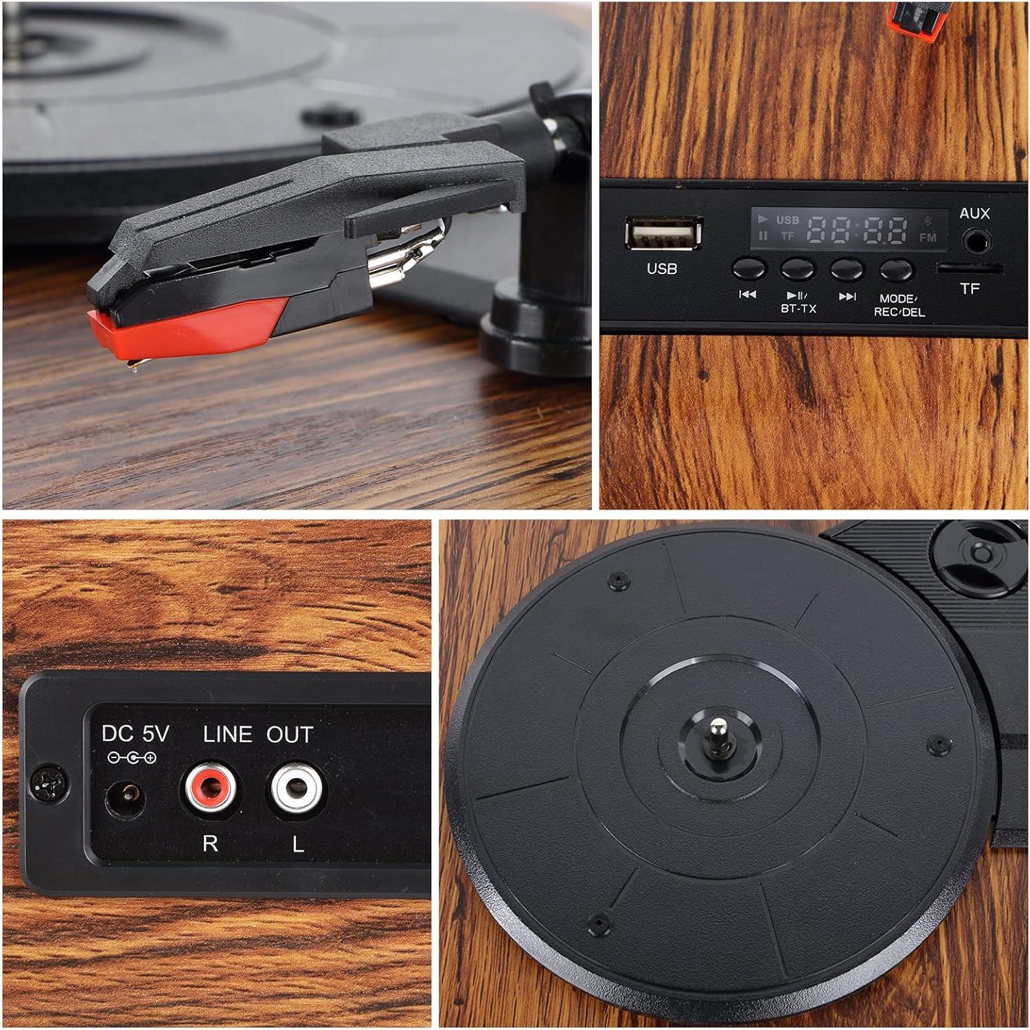 Reproductor de Vinilo Bluetooth VOSTERIO b-692 con Altavoces Integrados