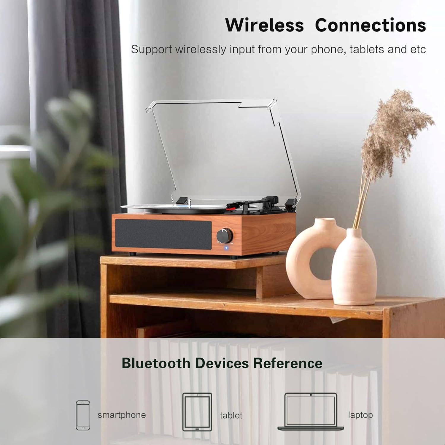 Reproductor de Vinilo Vintage WOCKODER R608 3 Velocidades Bluetooth