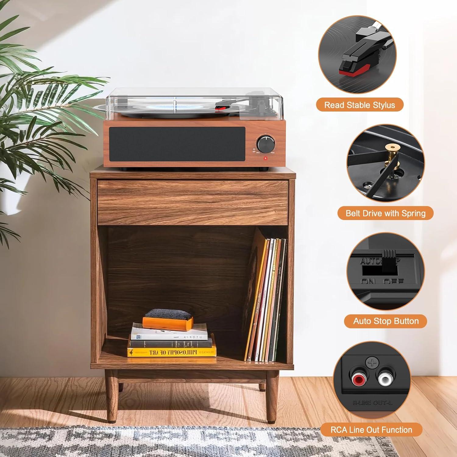 Reproductor de Vinilo Vintage WOCKODER R608 3 Velocidades Bluetooth