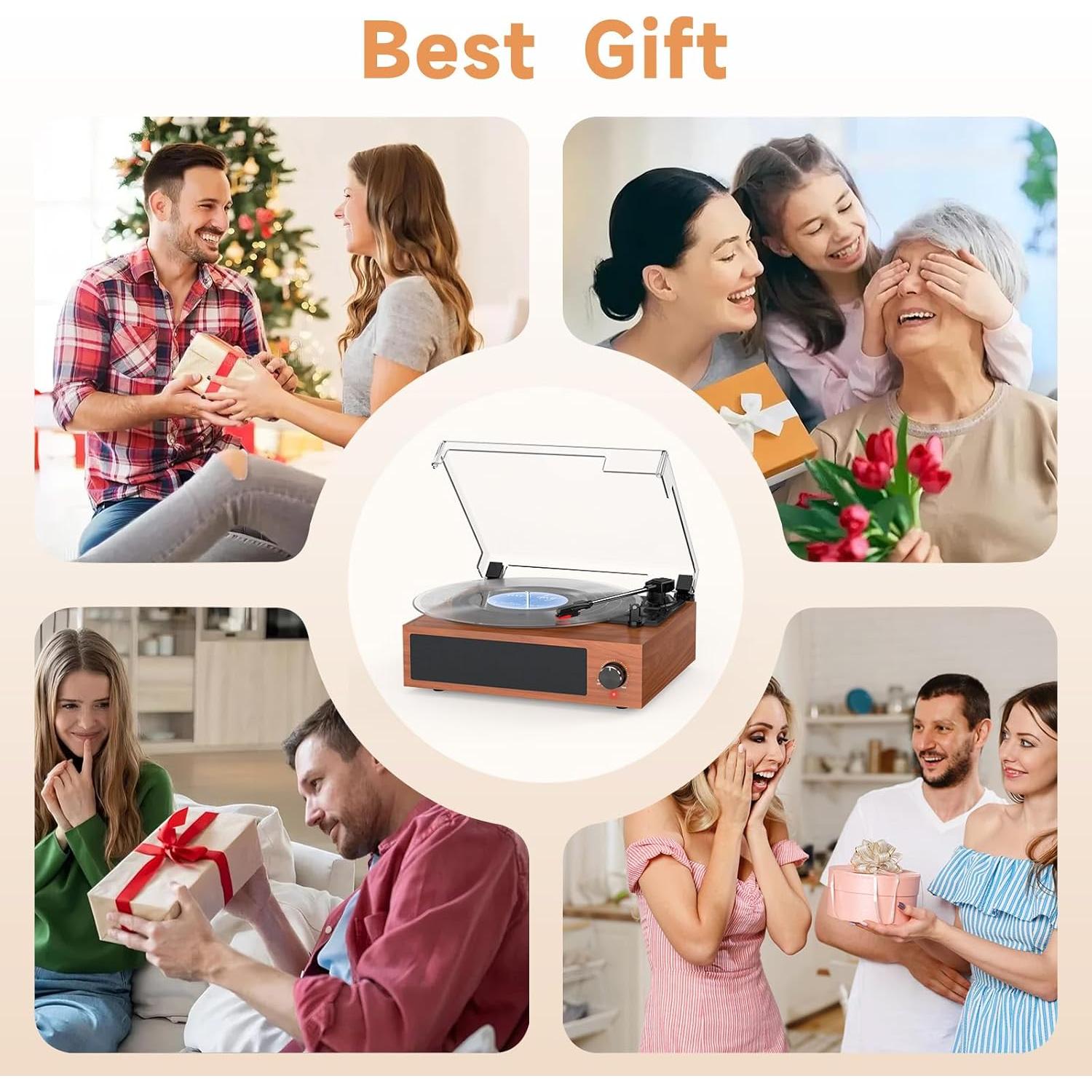 Reproductor de Vinilo Vintage WOCKODER R608 3 Velocidades Bluetooth