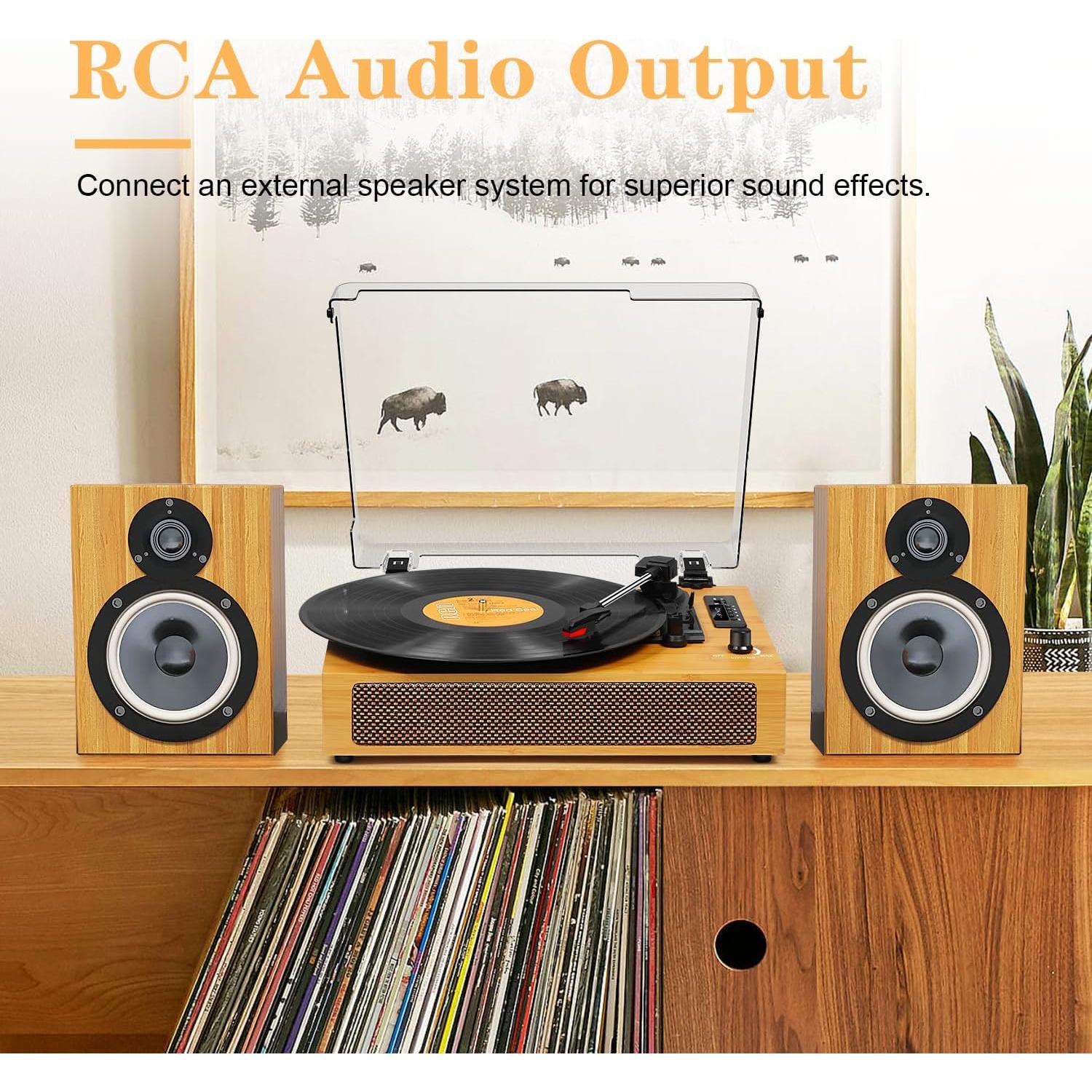 Reproductor de Vinilo Vintage Bluetooth TANLANIN TE-2019-YL Amarillo