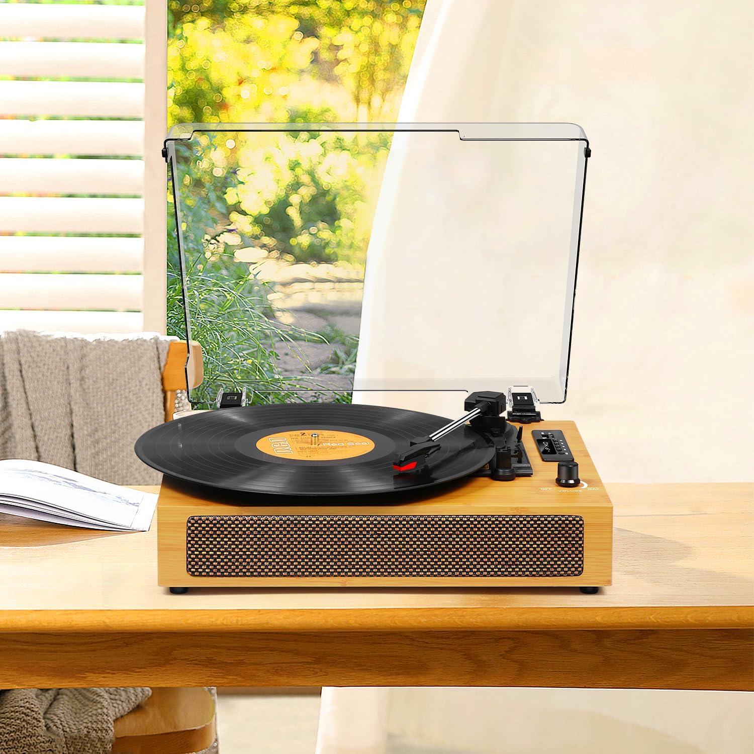 Reproductor de Vinilo Vintage Bluetooth TANLANIN TE-2019-YL Amarillo