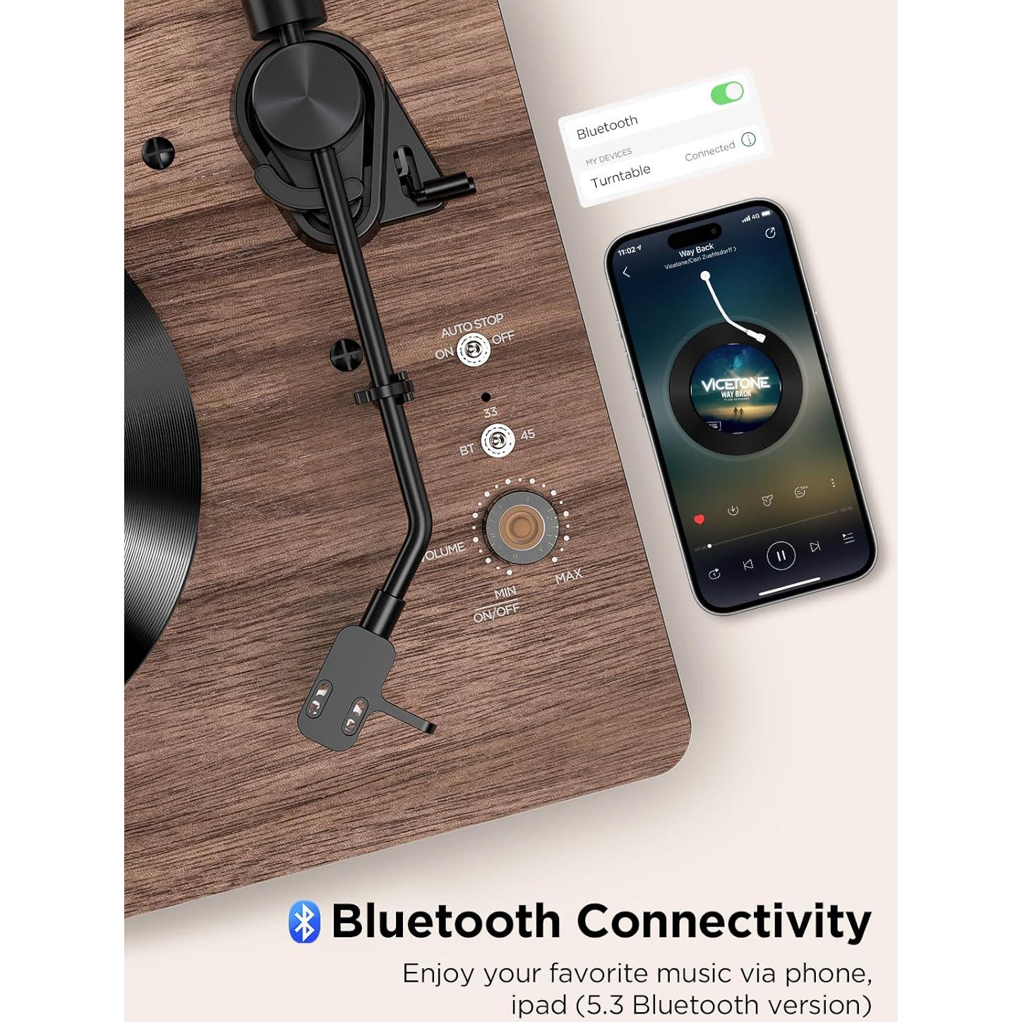 Tocadiscos de Correa RetroAudio con Bluetooth y Altavoces 5.14kg