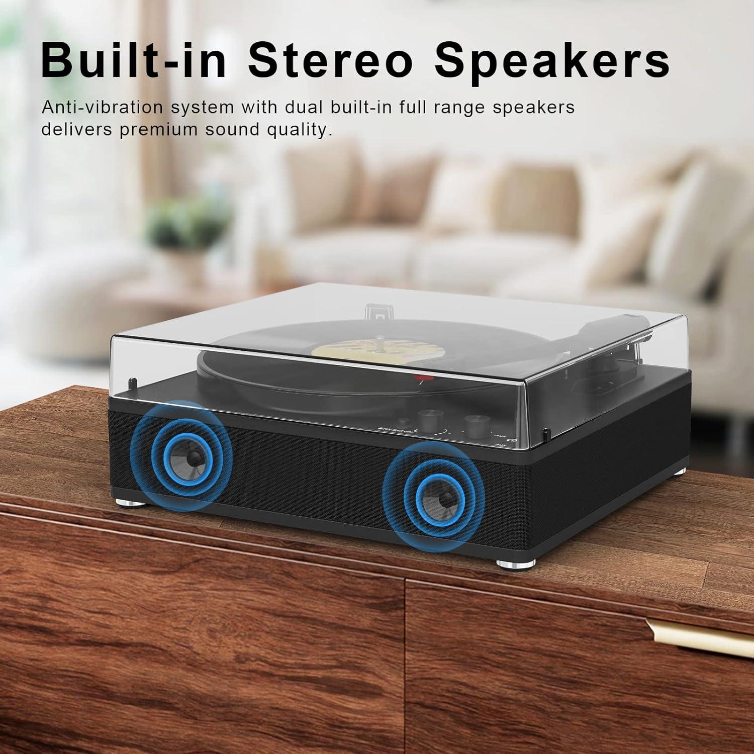 Reproductor de Vinilo Bluetooth TANLANIN TE-3008BK-TA 3 Velocidades