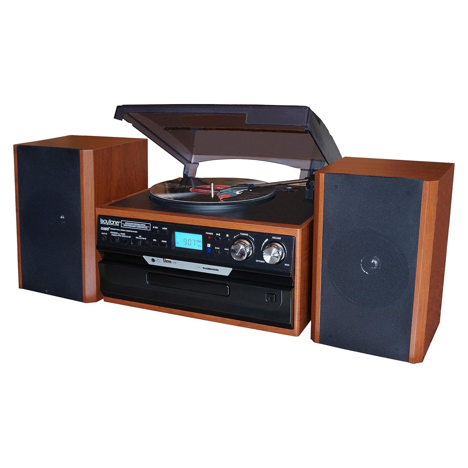 Reproductor de Vinilo Boytone BT-24MB Bluetooth con Radio AM/FM
