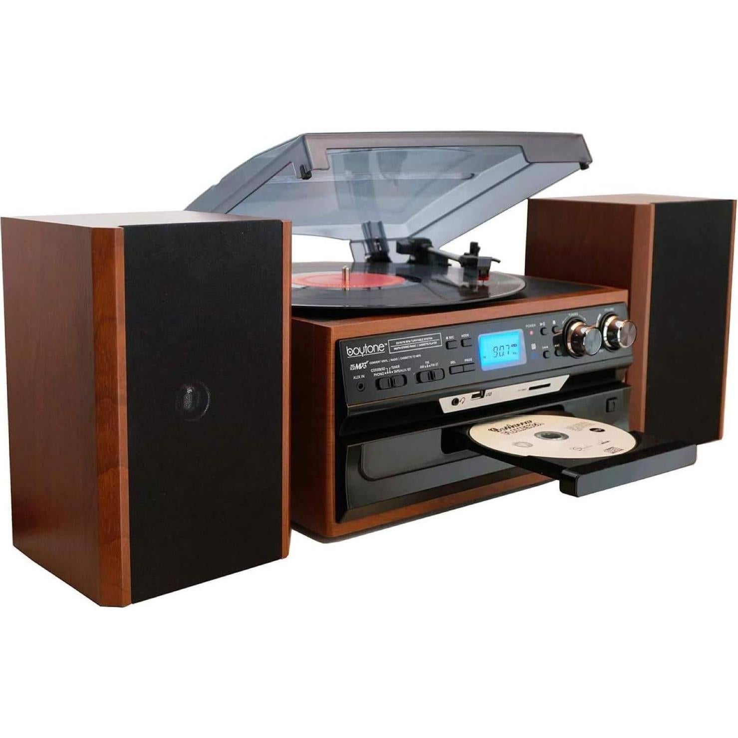Reproductor de Vinilo Boytone BT-24MB Bluetooth con Radio AM/FM