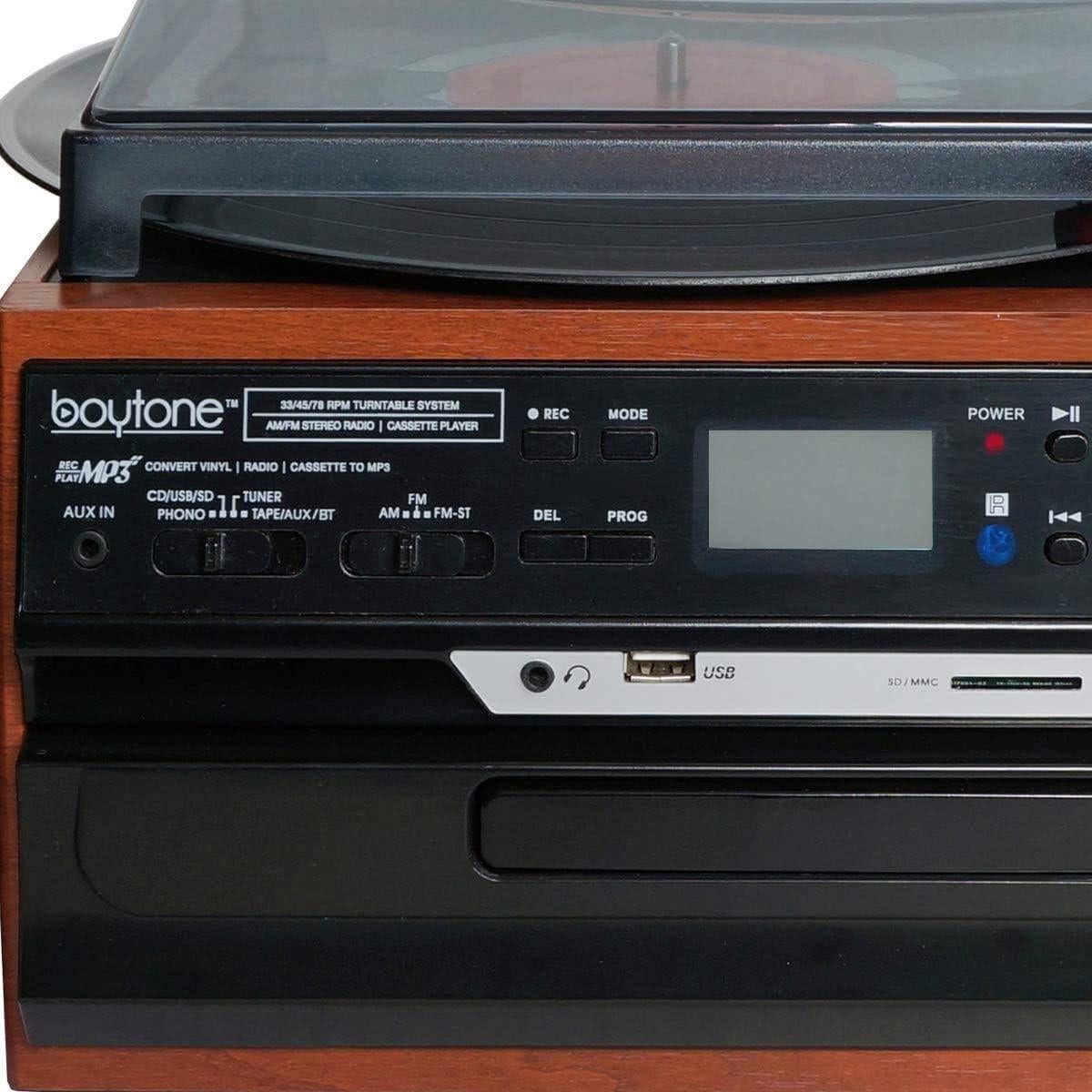 Reproductor de Vinilo Boytone BT-24MB Bluetooth con Radio AM/FM