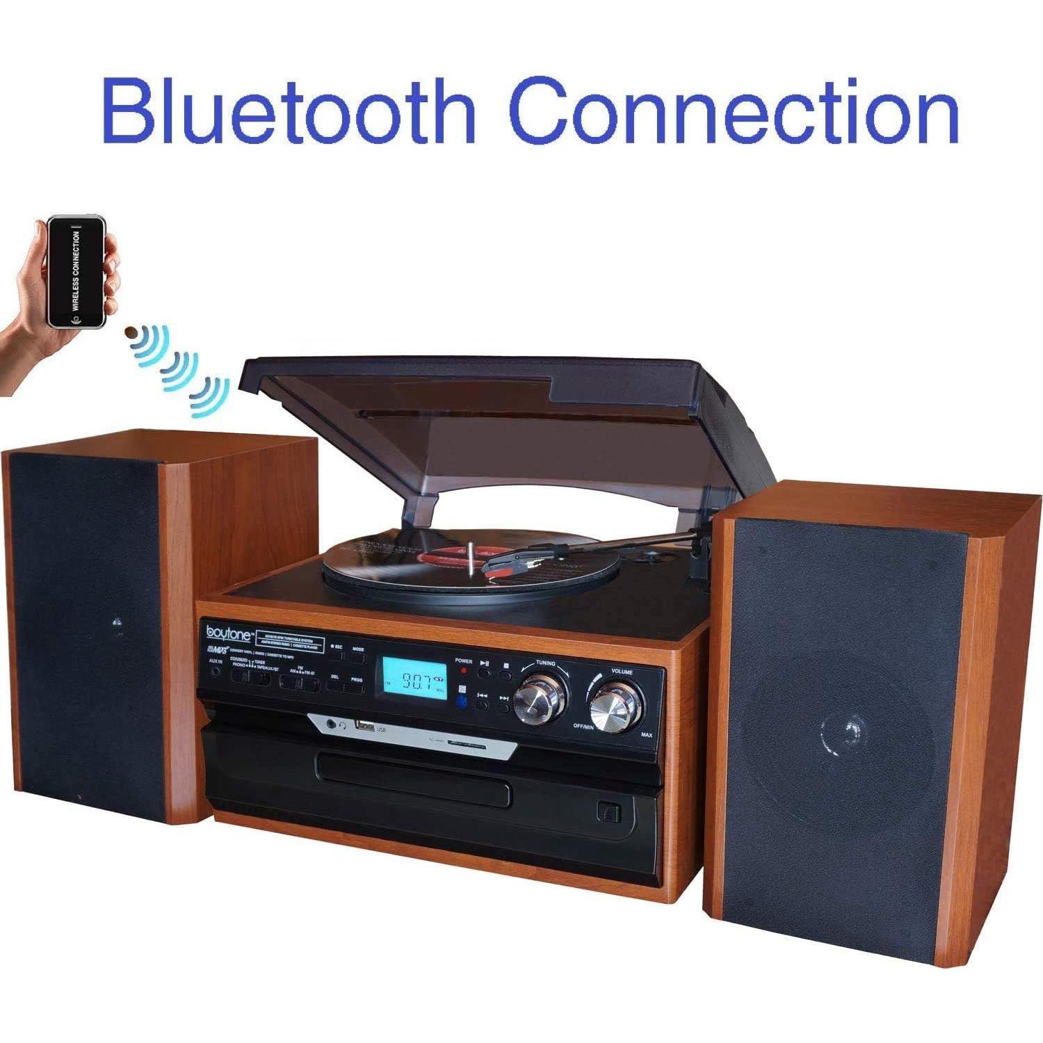 Reproductor de Vinilo Boytone BT-24MB Bluetooth con Radio AM/FM