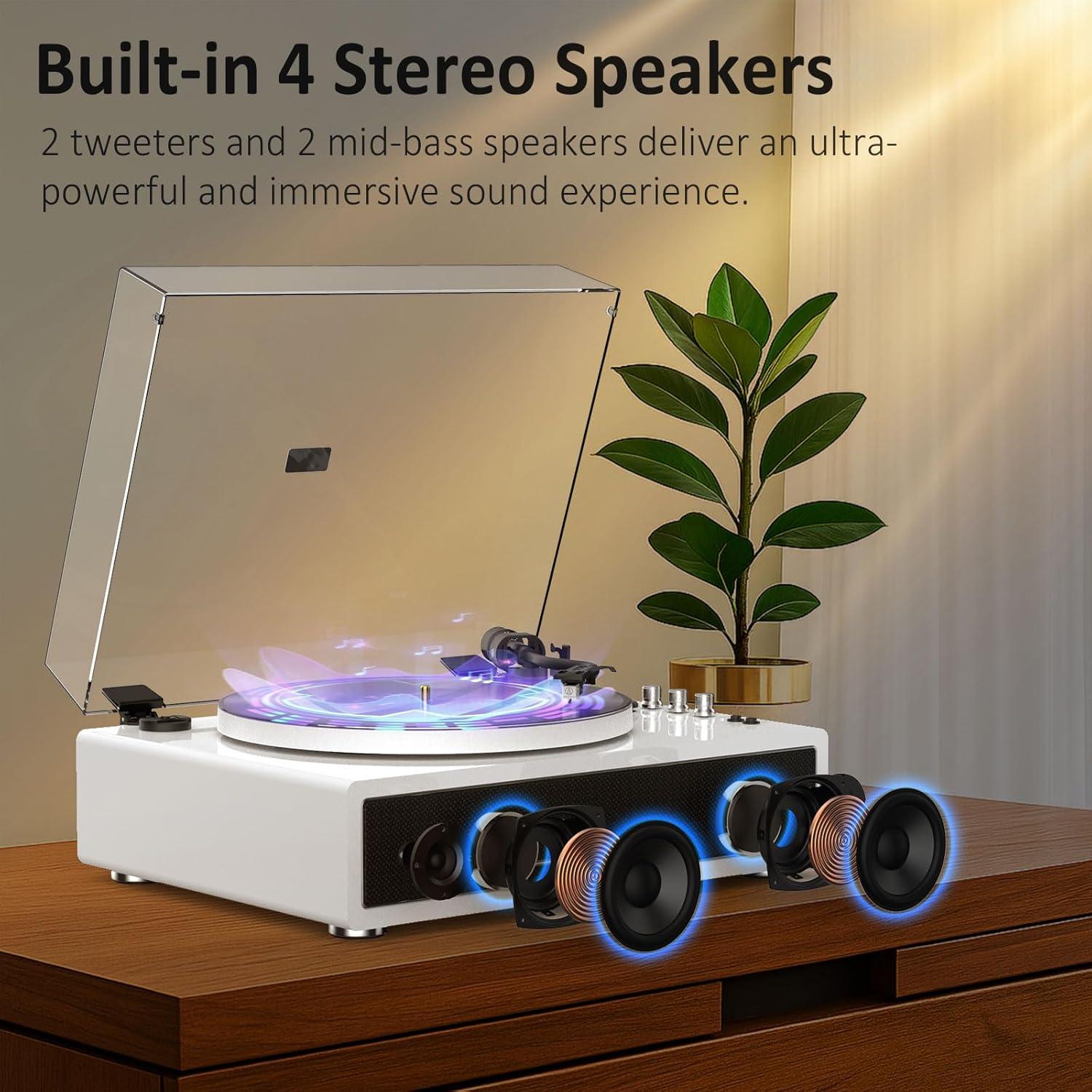 Reproductor de Vinilo Seasonlife HQ-KZ001 con Bluetooth y LED