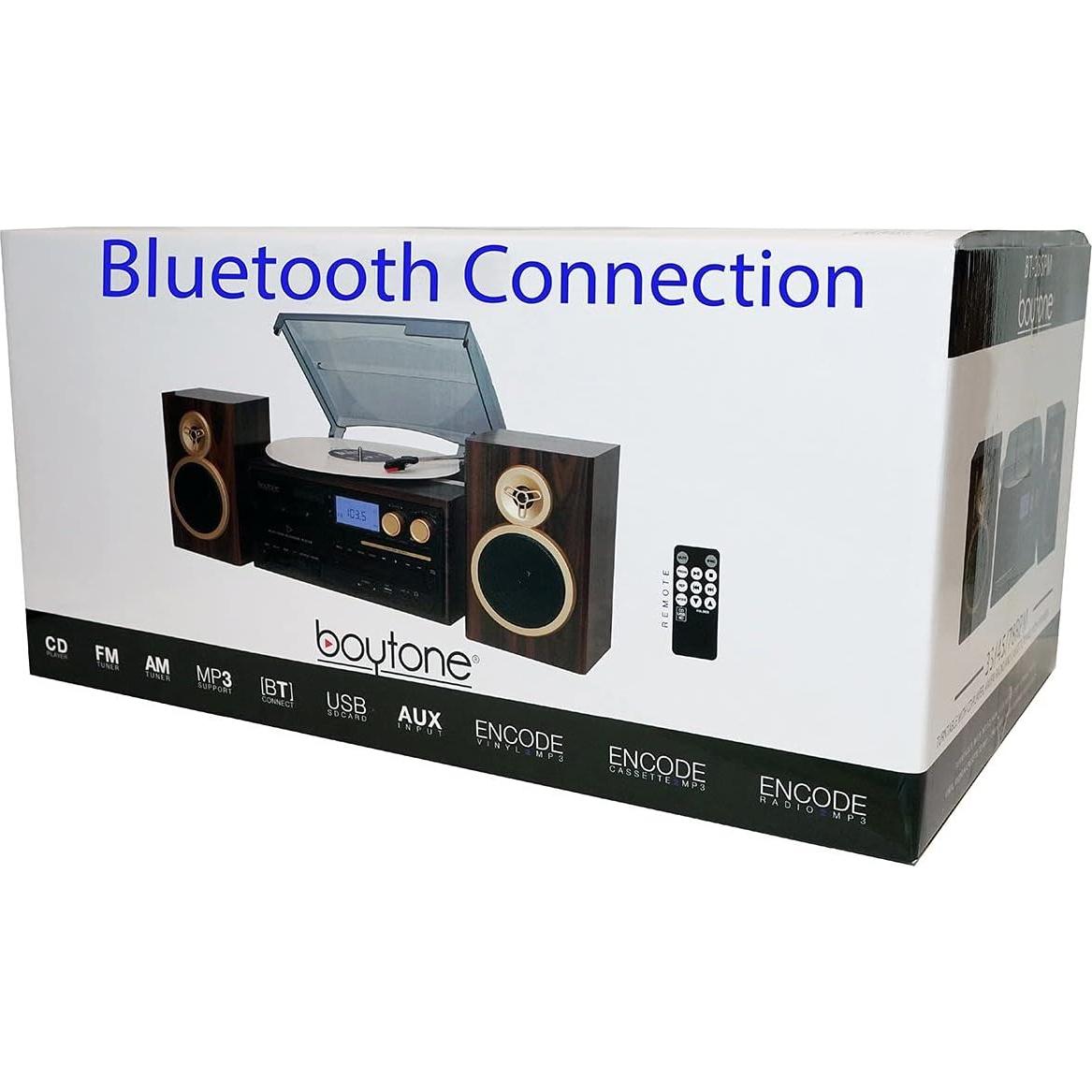 Reproductor de Vinilo Boytone BT-28SPM Bluetooth con Radio AM/FM