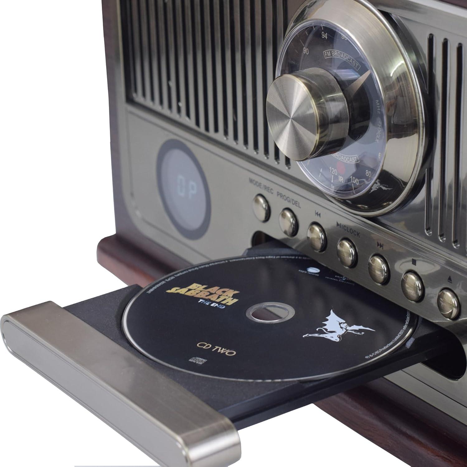 Reproductor de Vinilo Vintage Lonplare 3 Velocidades Bluetooth
