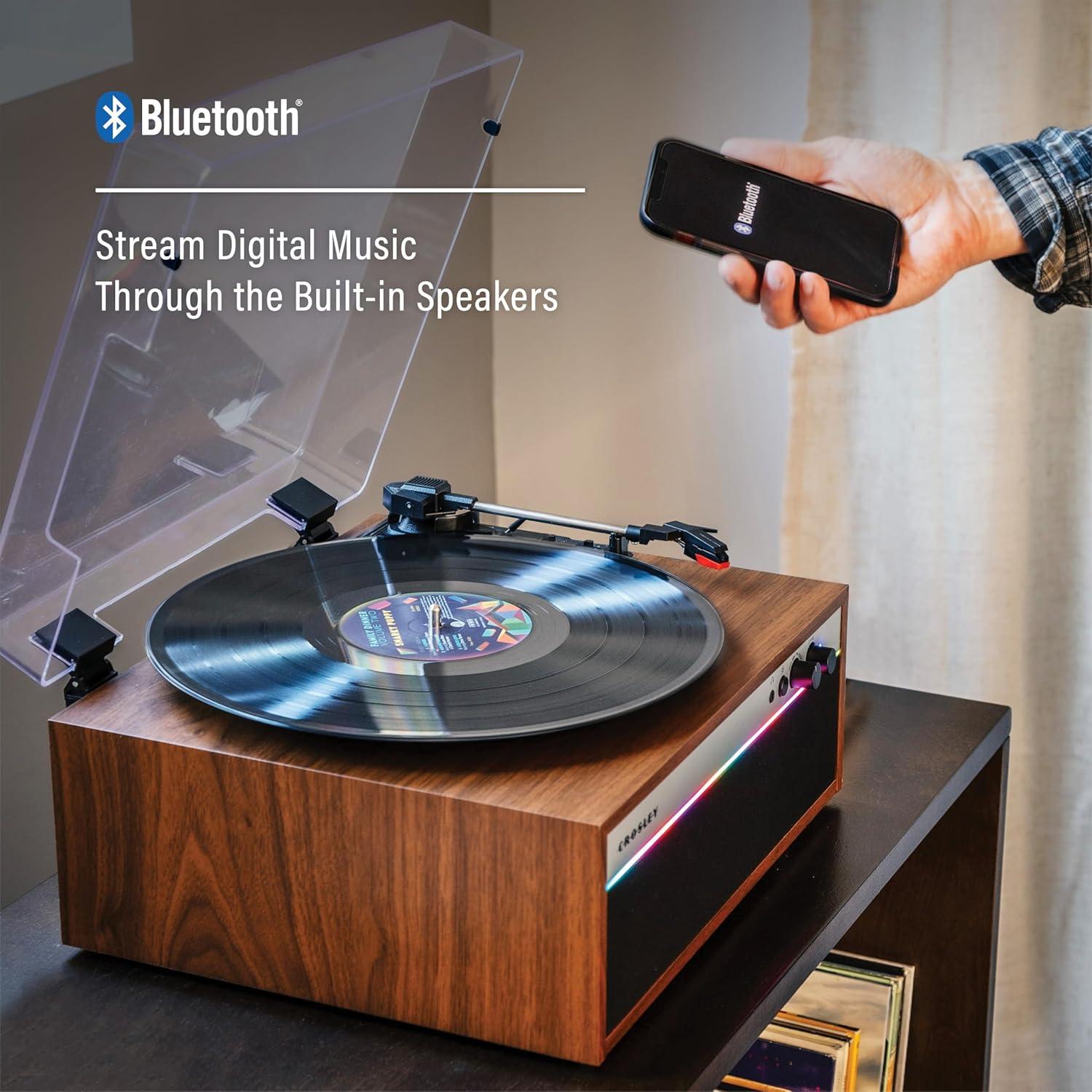Reproductor de Vinilo Bluetooth Crosley CR6048A-WA con LED