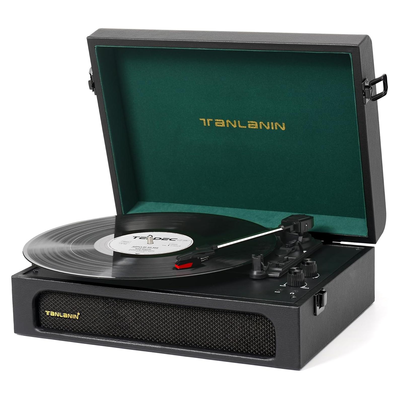 Tocadiscos Portátil TANLANIN TE-108D Bluetooth Negro Verde