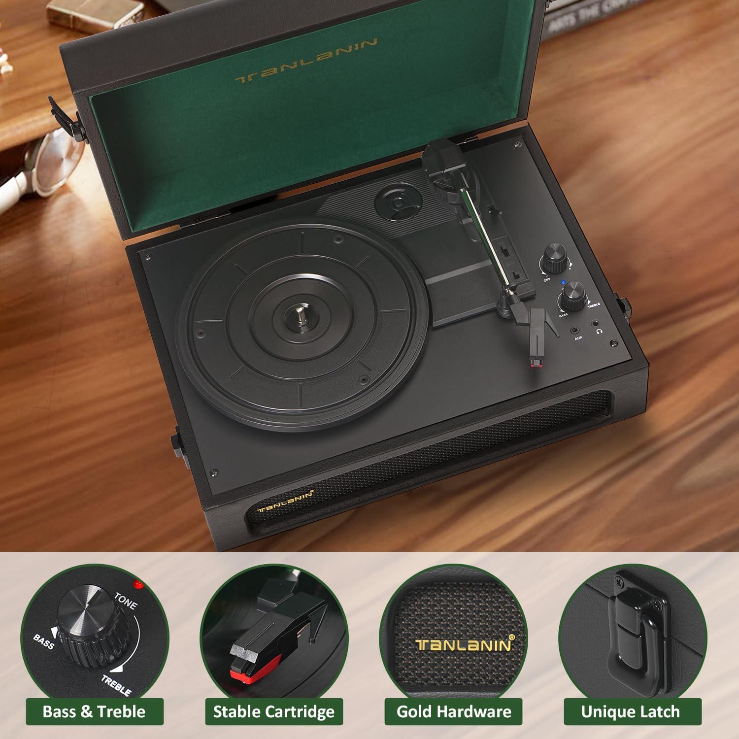 Tocadiscos Portátil TANLANIN TE-108D Bluetooth Negro Verde