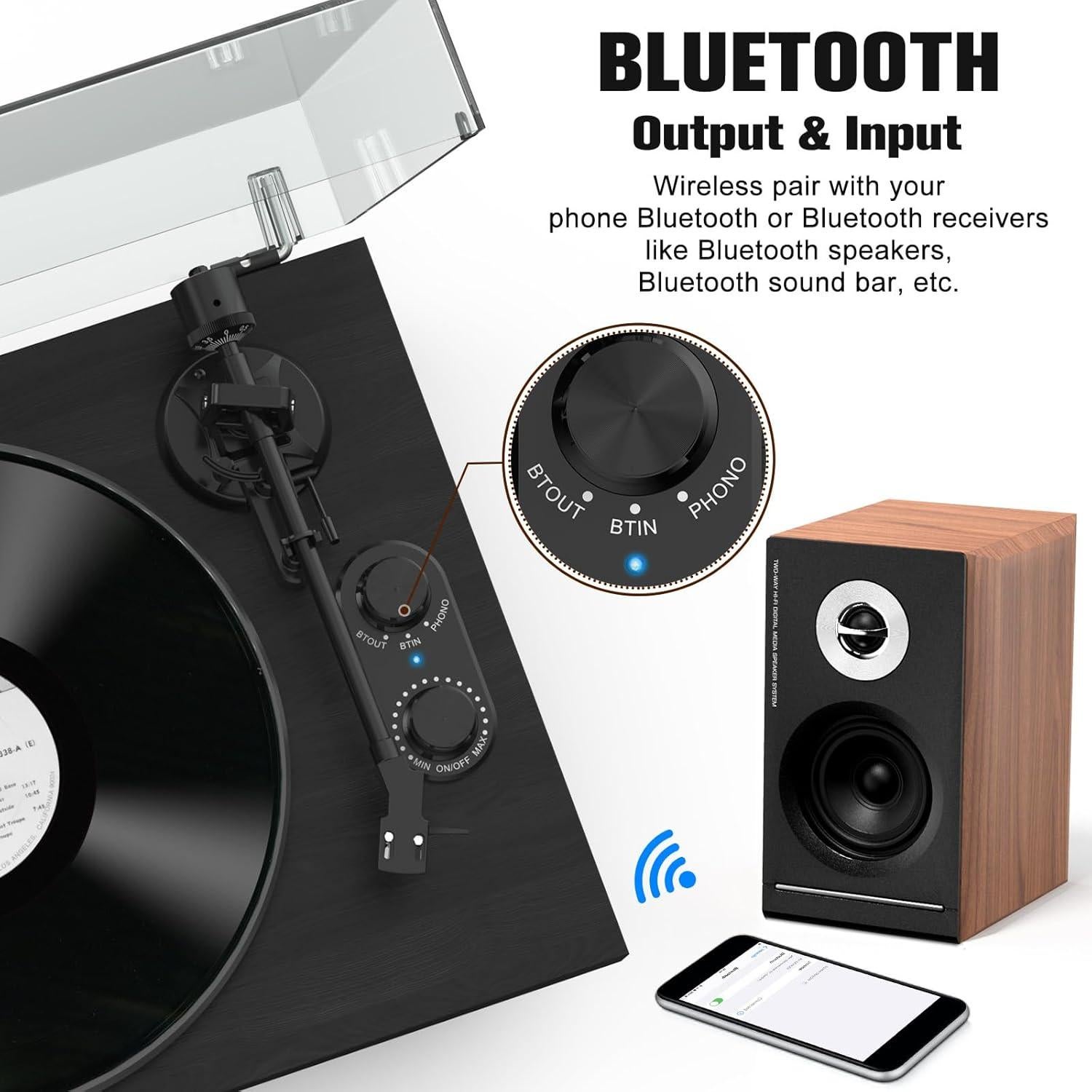 Tocadiscos Udreamer con Altavoces 40W y Bluetooth Negro