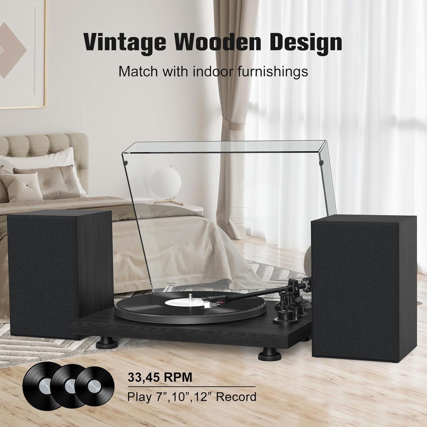 Tocadiscos Udreamer con Altavoces 40W y Bluetooth Negro