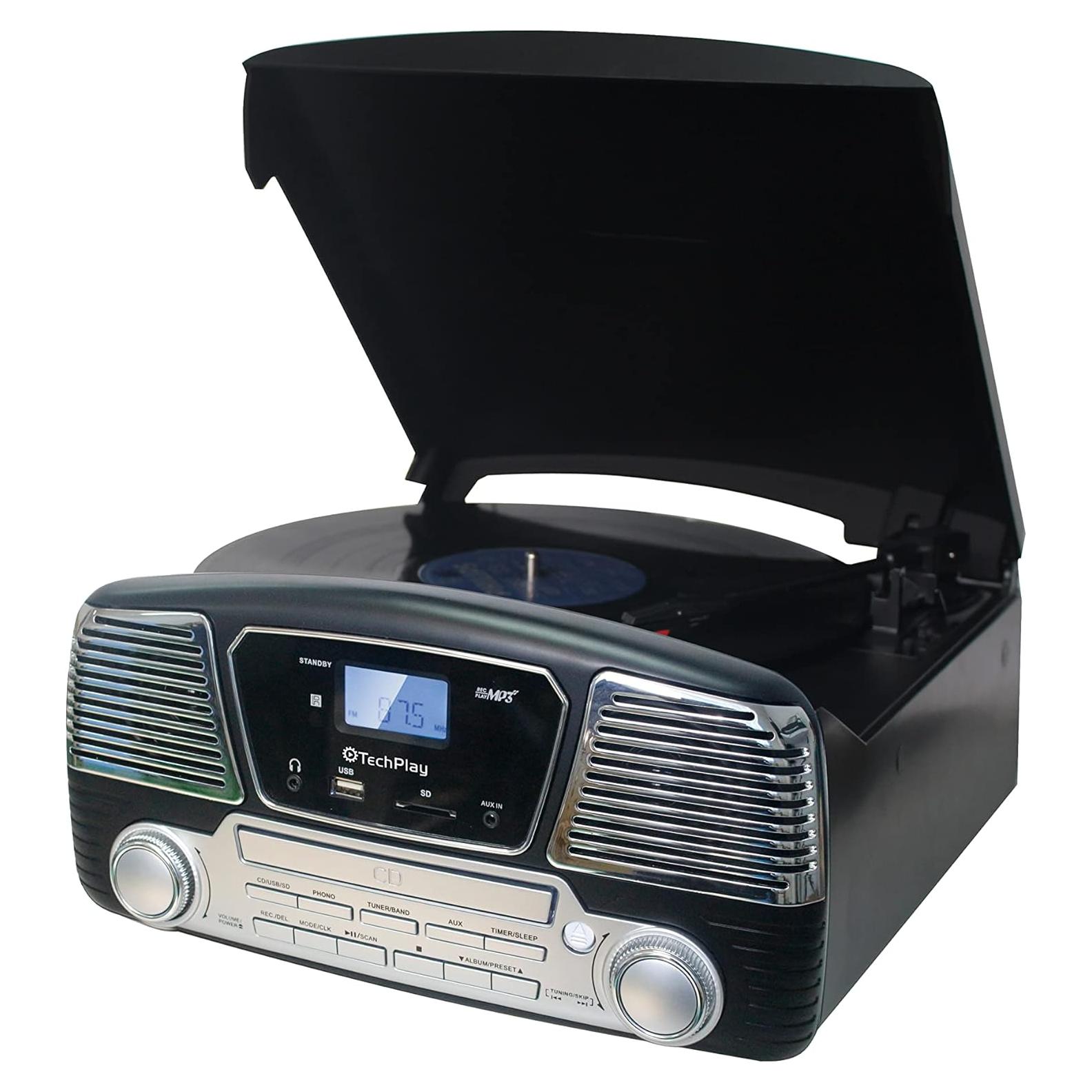 Tocadiscos TechPlay ODC35BT Bluetooth 3 Velocidades USB SD