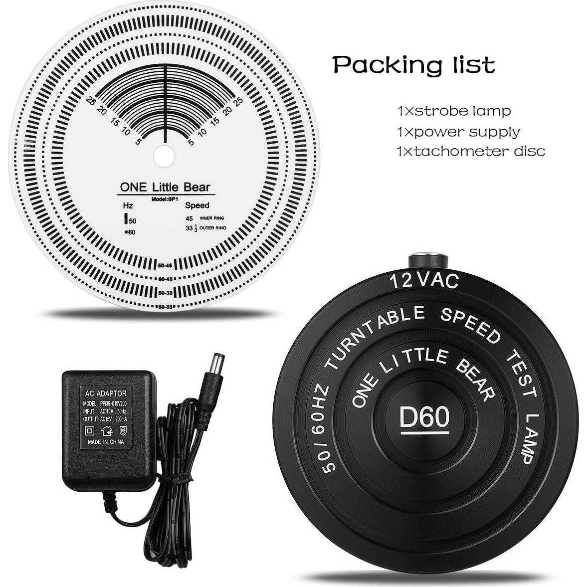 Luz Estroboscópica Nobsound D60 con Disco Tacómetro para Tocadiscos