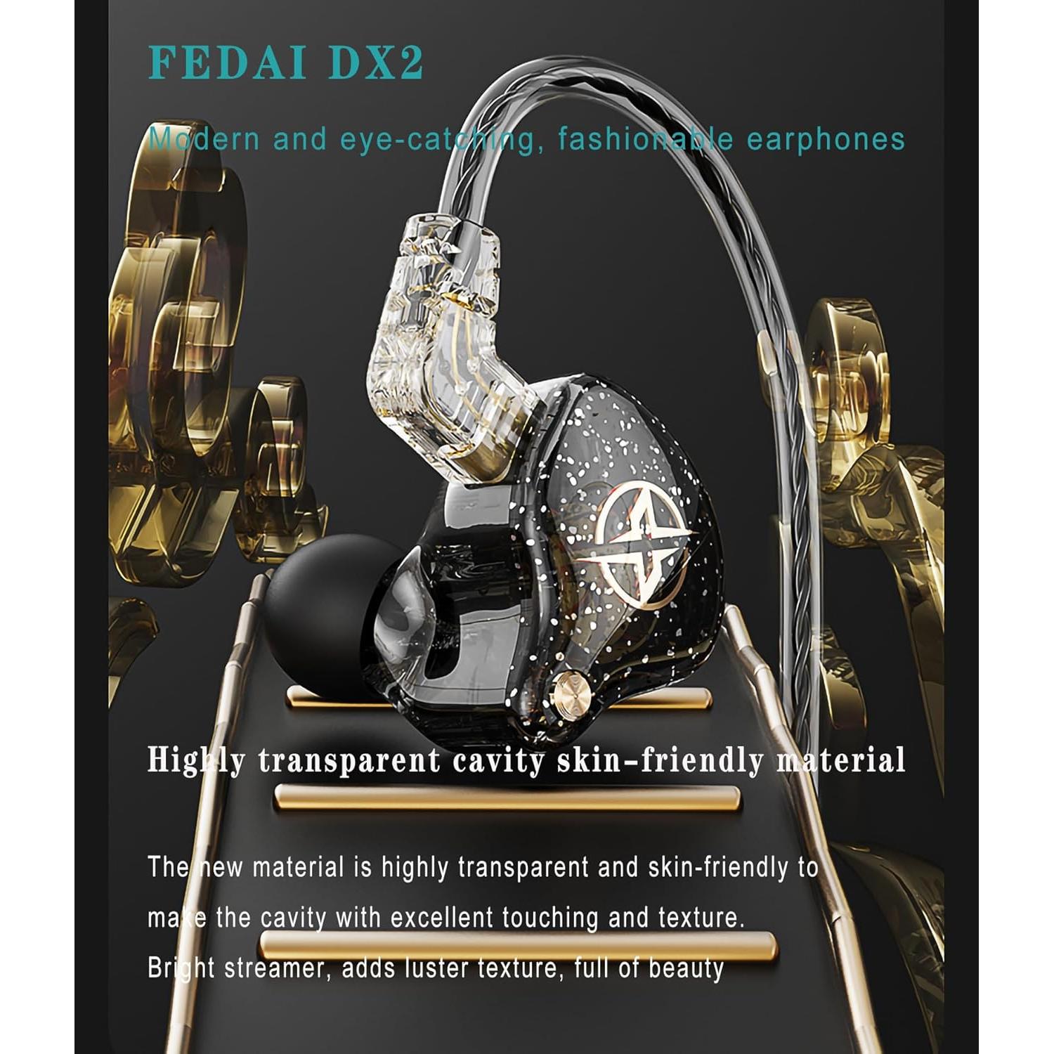Auriculares Intrauditivos FEDAI DX2 HiFi con Aislamiento Negro