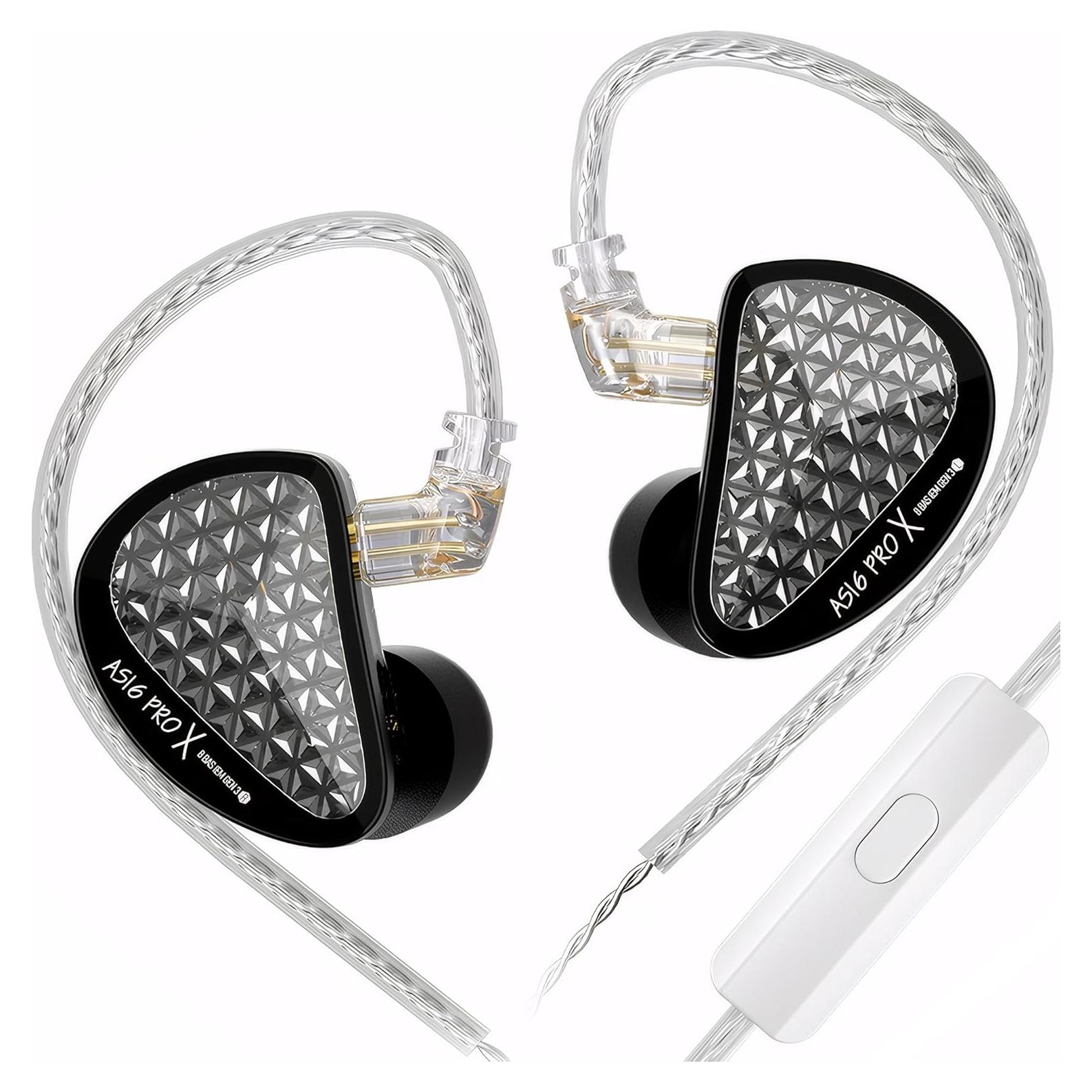 Auriculares KZ AS16 PRO X In-Ear con 16 Controladores - Negro