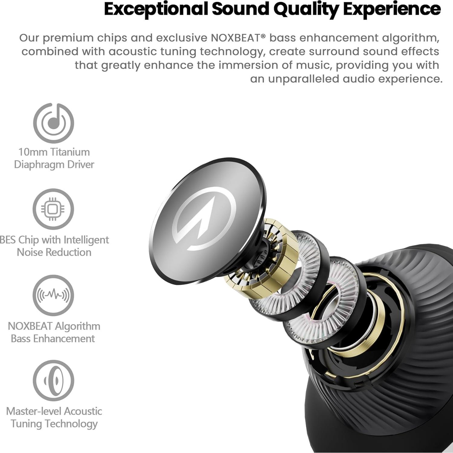 Auriculares Inalámbricos NOXBEAT NTS02 Bluetooth 5.3, 42H Batería