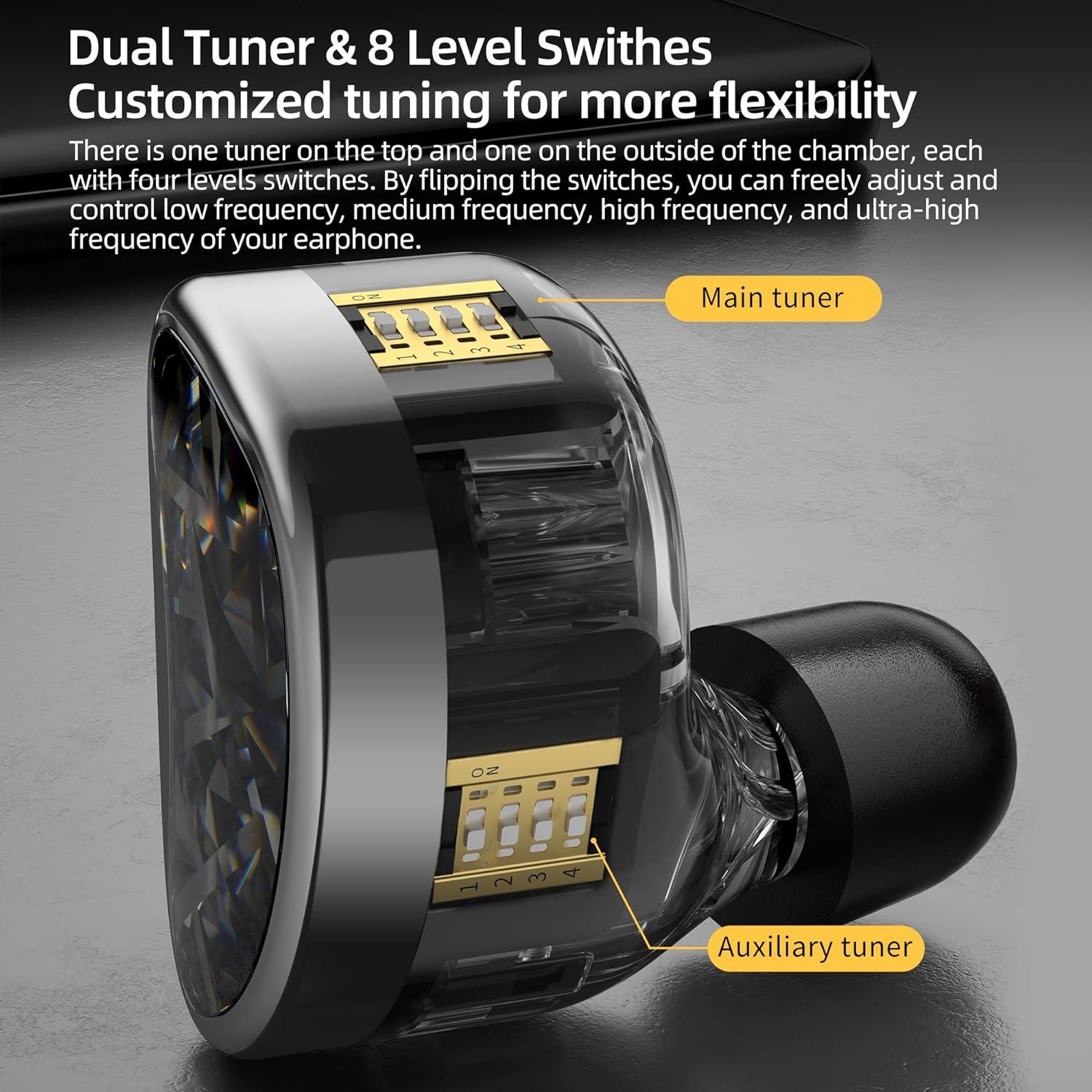 Auriculares In-Ear KZ AS24 HiFi Ajustables con Cable Negro