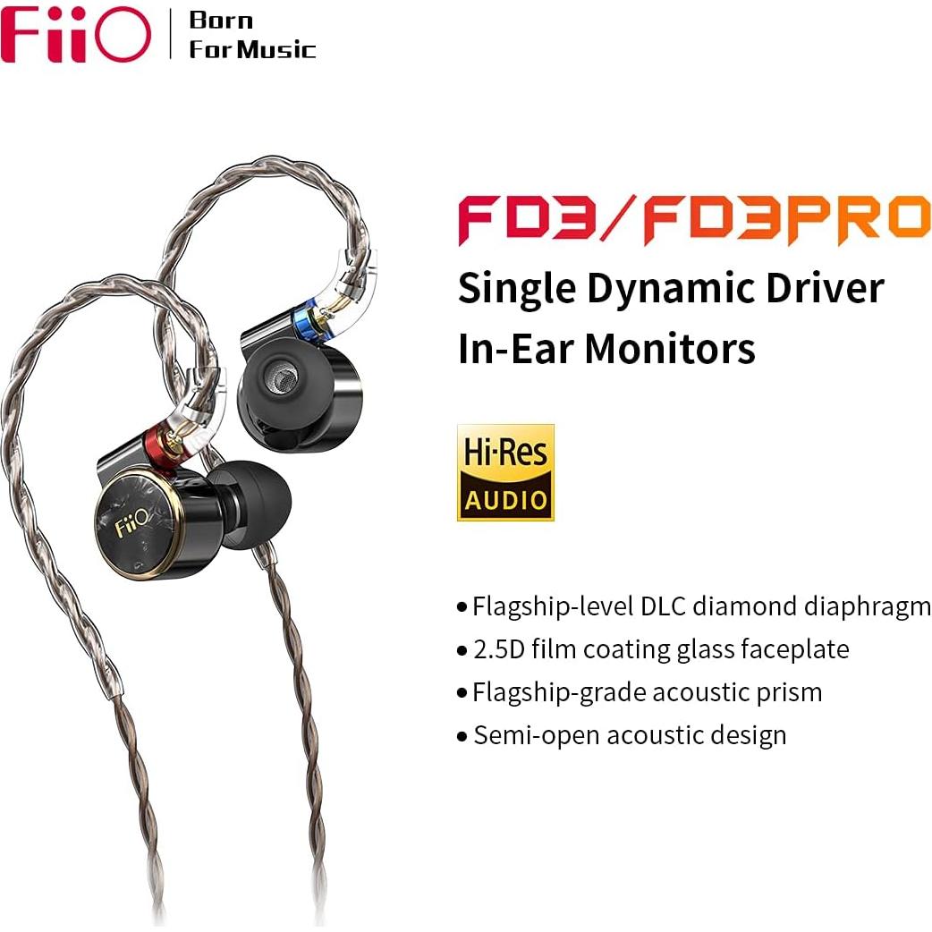 Auriculares In-Ear FiiO FD3 Pro 12mm DLC Negro Desmontables