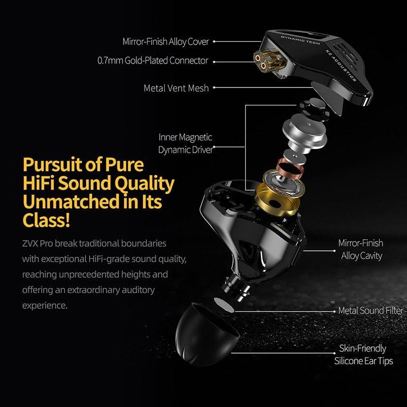 Auriculares In-Ear KZ ZVX Pro HiFi con Micrófono - Negro