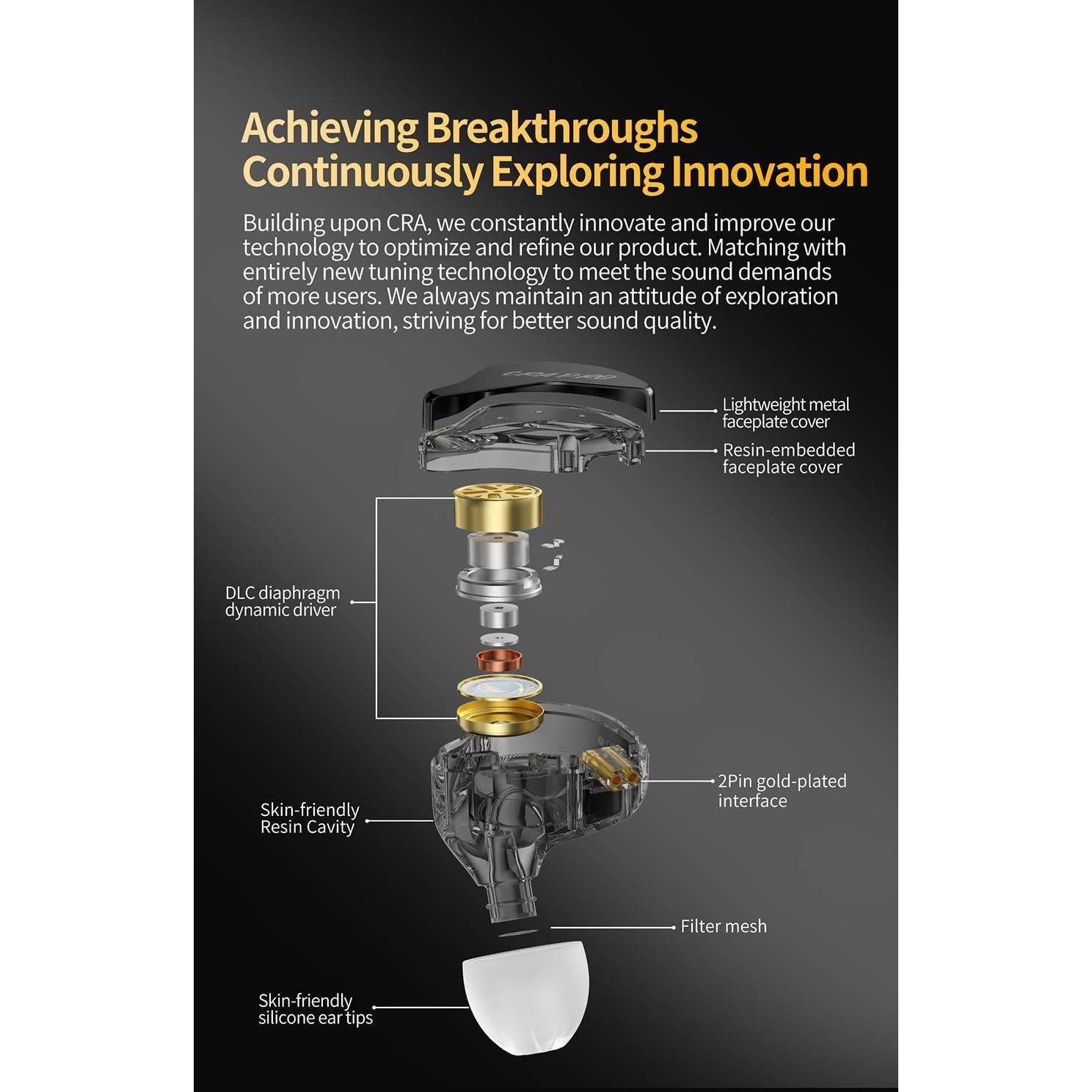 Auriculares In Ear CCA CRA PRO, Sonido Claro y Bajo Profundo