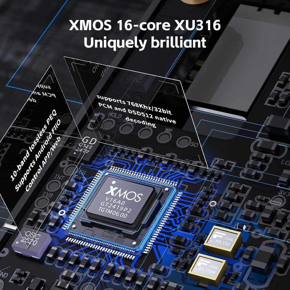 DAC Amplificador Portátil FiiO QX13 8 Canales ESS 900mW Oro Titanio