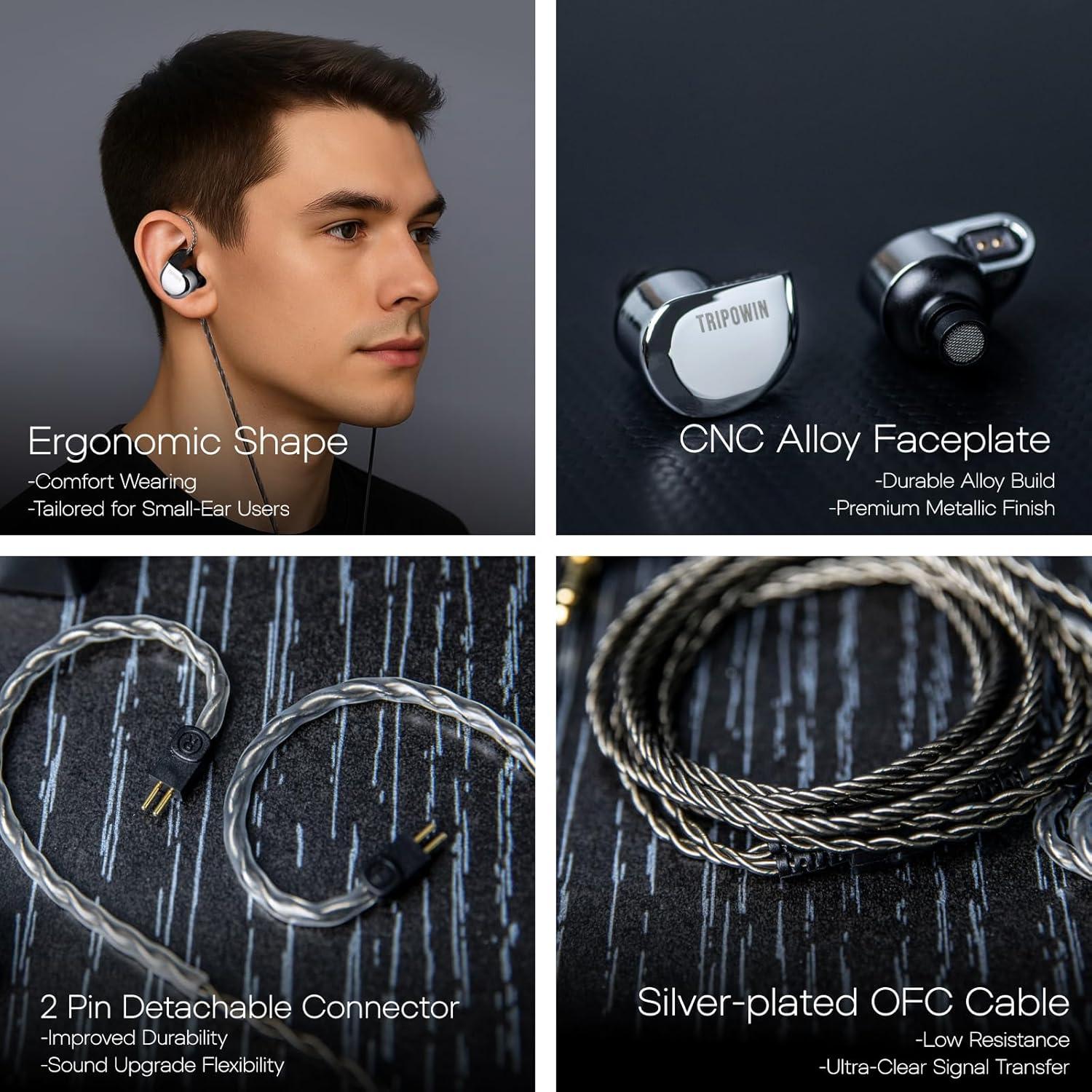 Auriculares In Ear Tripowin Ruta10 HiFi Linsoul Plata 10mm