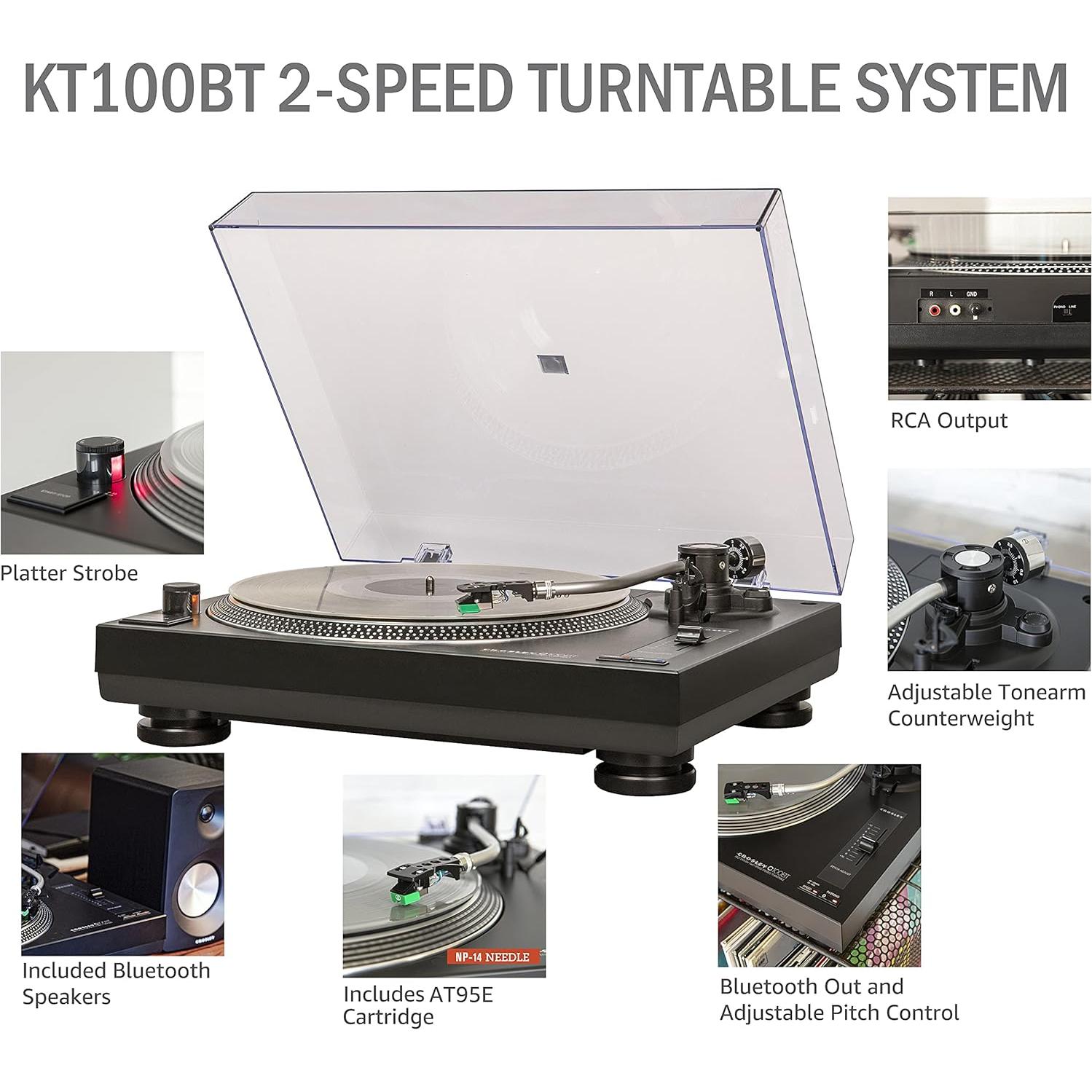 Tocadiscos Bluetooth Crosley KT100BT-BK con Altavoces 30W