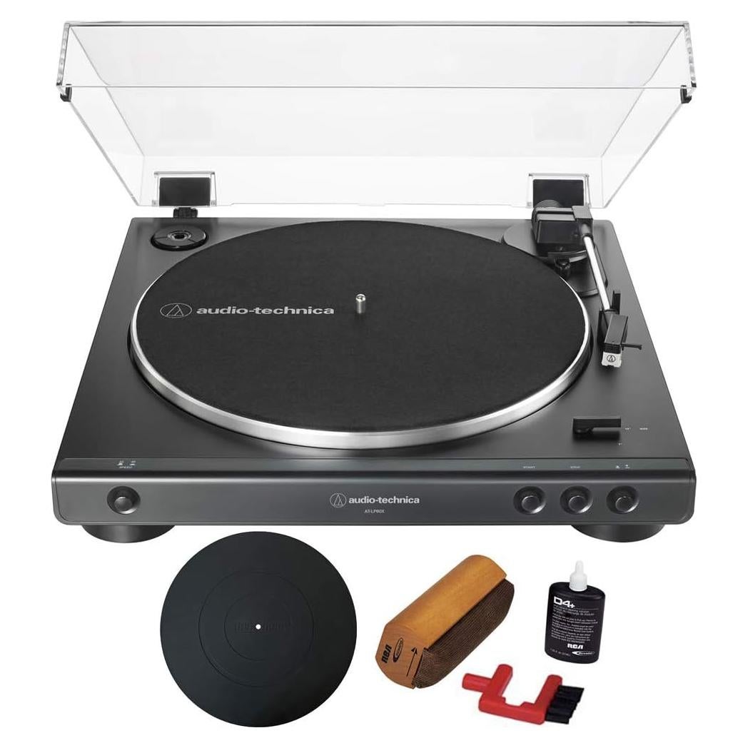 Tocadiscos Estéreo Automático Audio-Technica AT-LP60X Negro 33-1/3 y 45 RPM