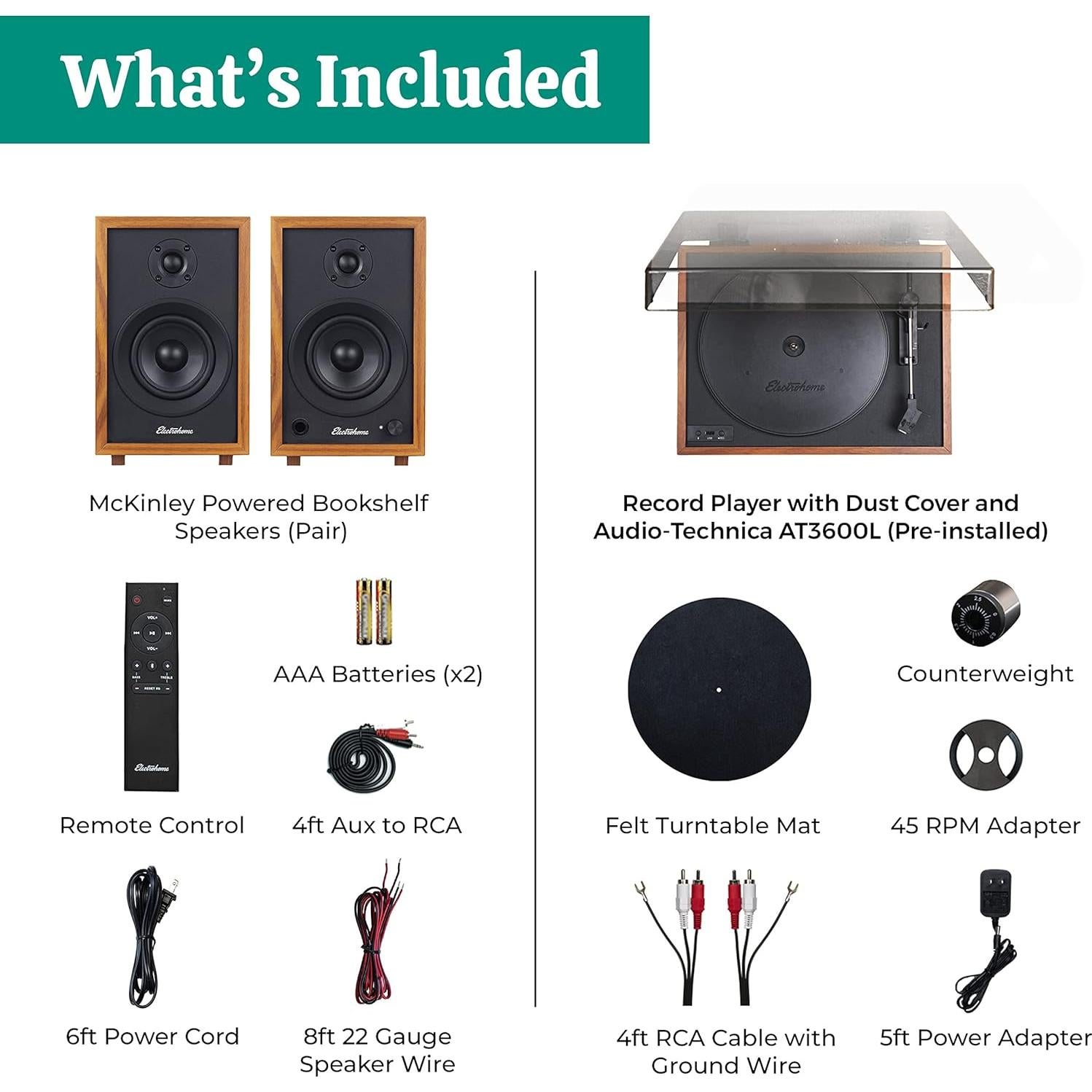 Tocadiscos Bluetooth Electrohome Montrose con Altavoces 4"