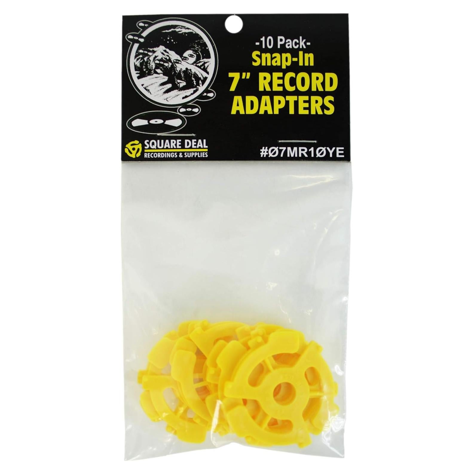 10 Adaptadores de Plástico Amarillo para Discos 7" 45rpm
