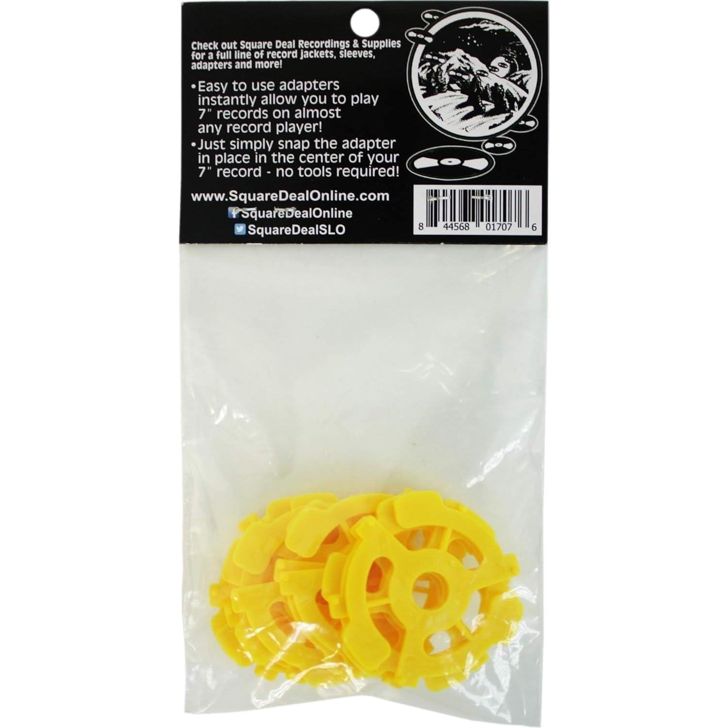 10 Adaptadores de Plástico Amarillo para Discos 7" 45rpm