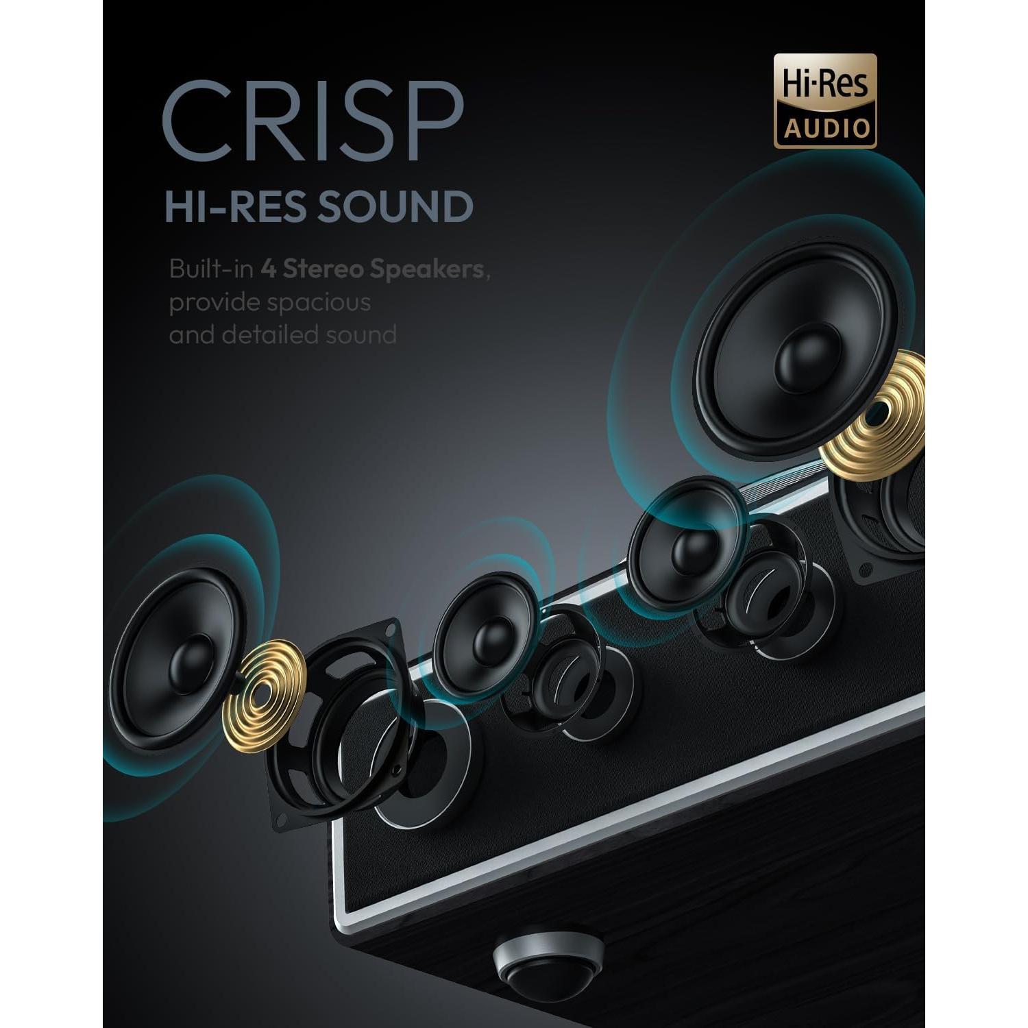 Tocadiscos HiFi ONE-Q Negro con Altavoces Integrados y Bluetooth