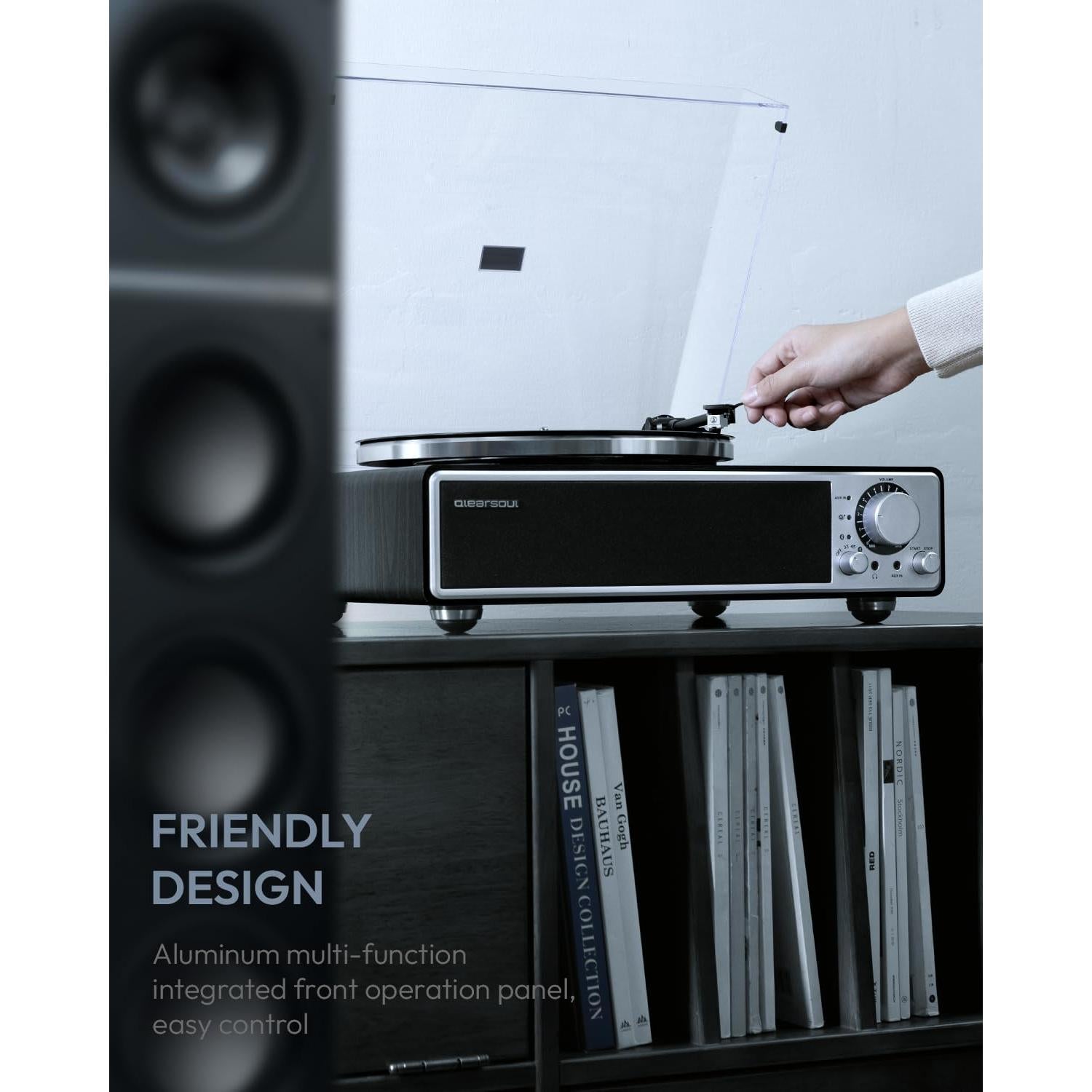 Tocadiscos HiFi ONE-Q Negro con Altavoces Integrados y Bluetooth