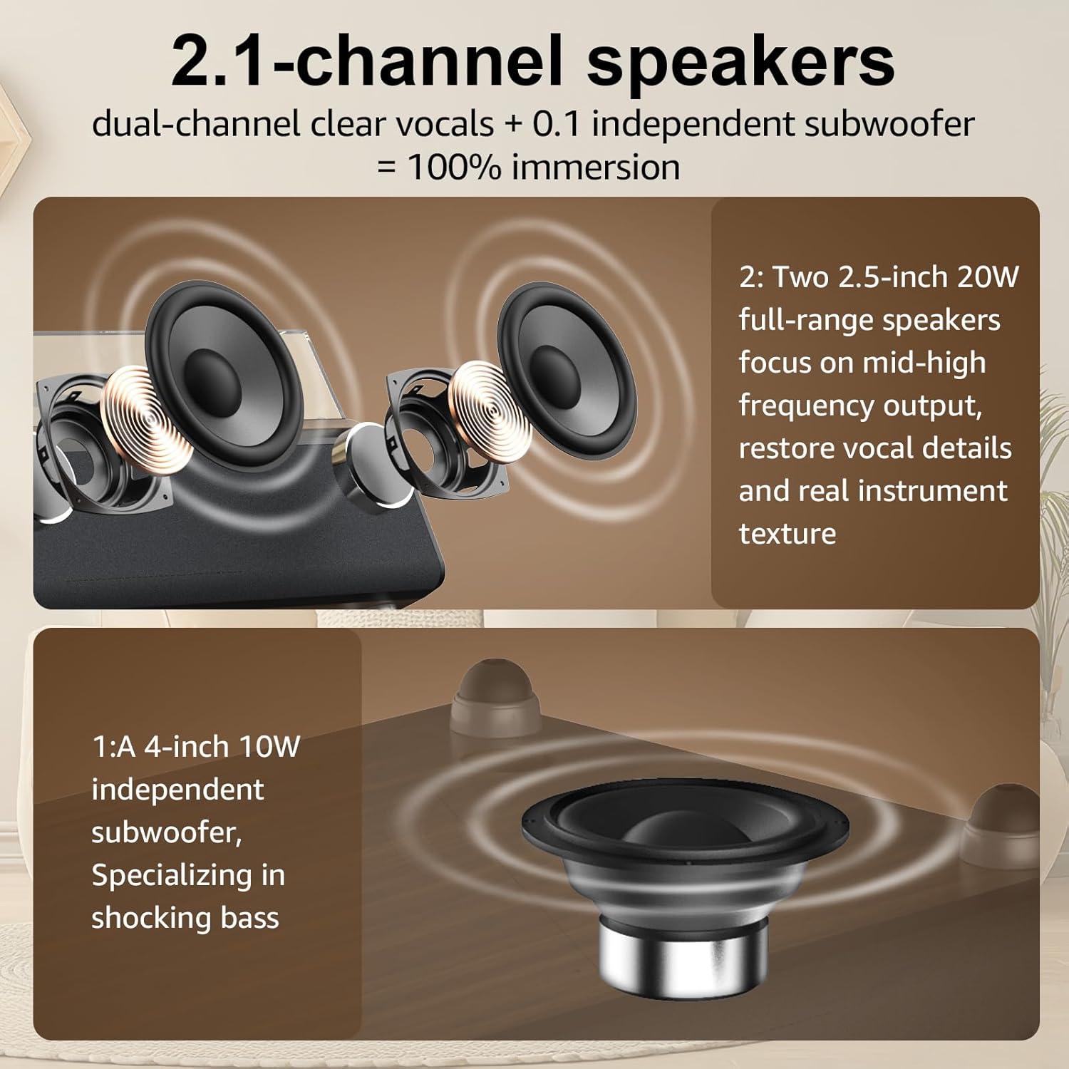 Reproductor de Vinilo RetroAudio JM-302 2.1 Canales Subwoofer